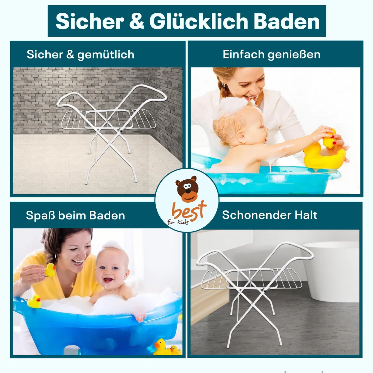Universalständer für Babywannen, 84 und 100 cm , mit oder ohne Ablage, weiß, ohne Babywanne (100 cm mit Ablage)