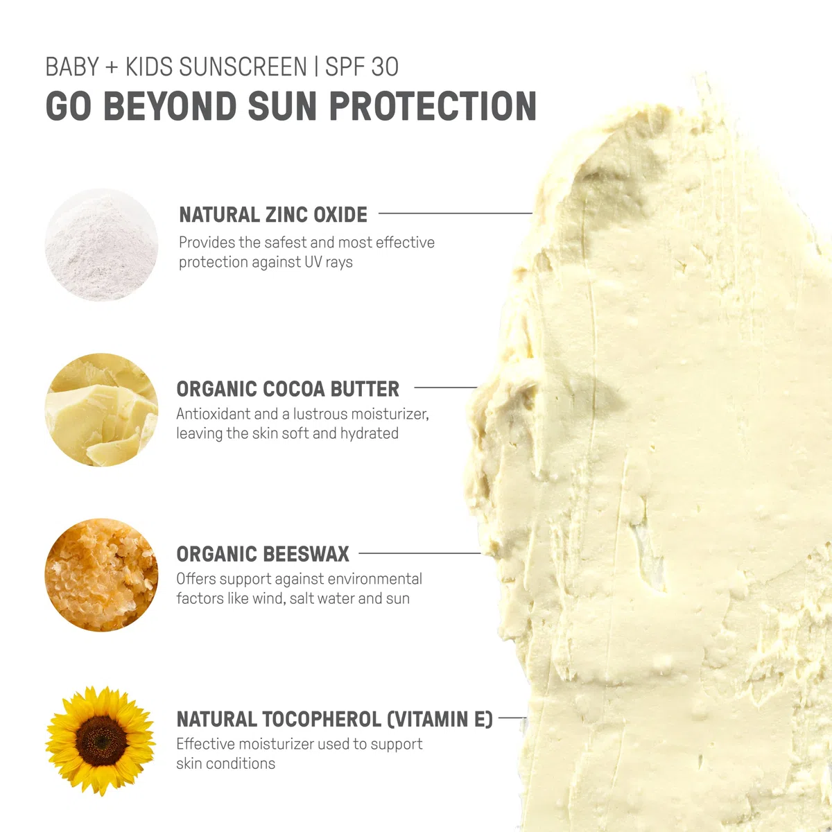 Raw Elements Baby + Kids LSF 30 Bio-Sonnencreme Lotion ohne Nano-Zinkoxid, griffsicher, tierversuchsfrei, sanft und feuchtigkeitsspendend, Zero Waste Dose, 85 ml | Nicht-Nano-Zinkoxid mit riffsicherer Formel, Zero-Waste Tube und Wasserbeständigkeit für de