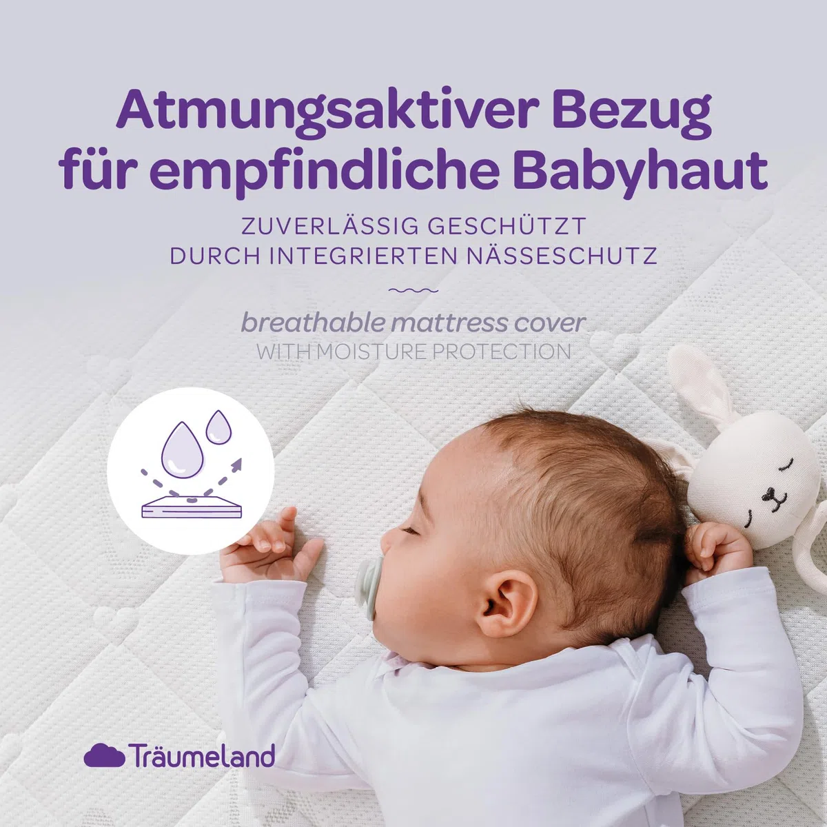 Träumeland Kinderwagen-Matratze passend für Cybex Priam | 32 x 78 x 5 cm, oval - Oeko-Tex zertifiziert & schadstoffgeprüft | Brise Light, made in Austria
