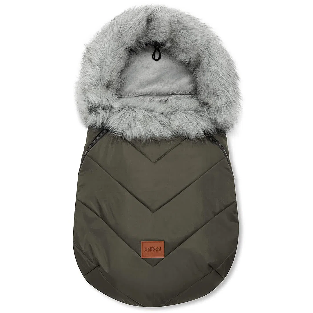 Bellochi Fußsack Kinderwagen Winter Universal Fußsack Buggy Winter - Kuschelig Warme Wintersack Kinderwagen mit Reißverschluss und Pelz (X - Khaki)