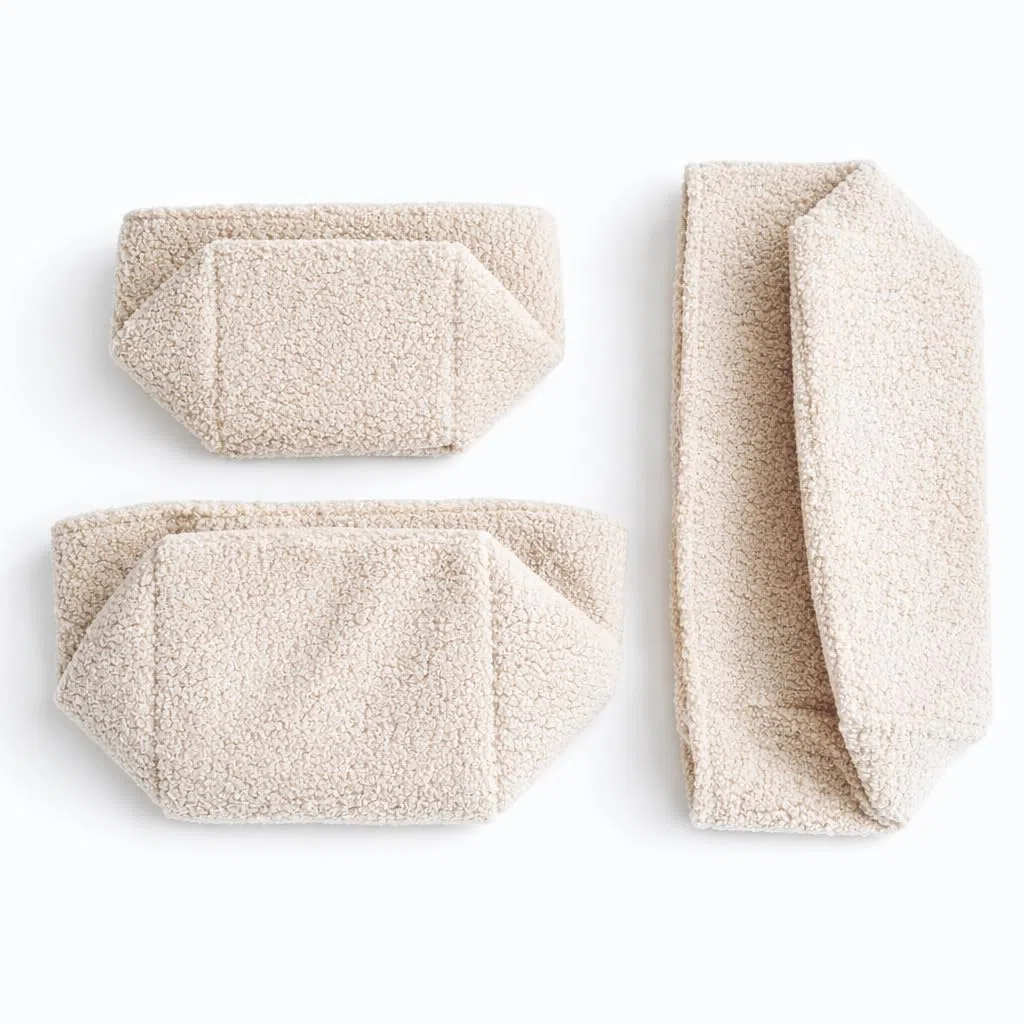 Aufbewahrungskorb Wickeltisch Baby, Körbchen Set 3 Stück, Organizer Wickelkommode, Utensilo Aufbewahrungsbox Badezimmer (BOUCLE_CREME)