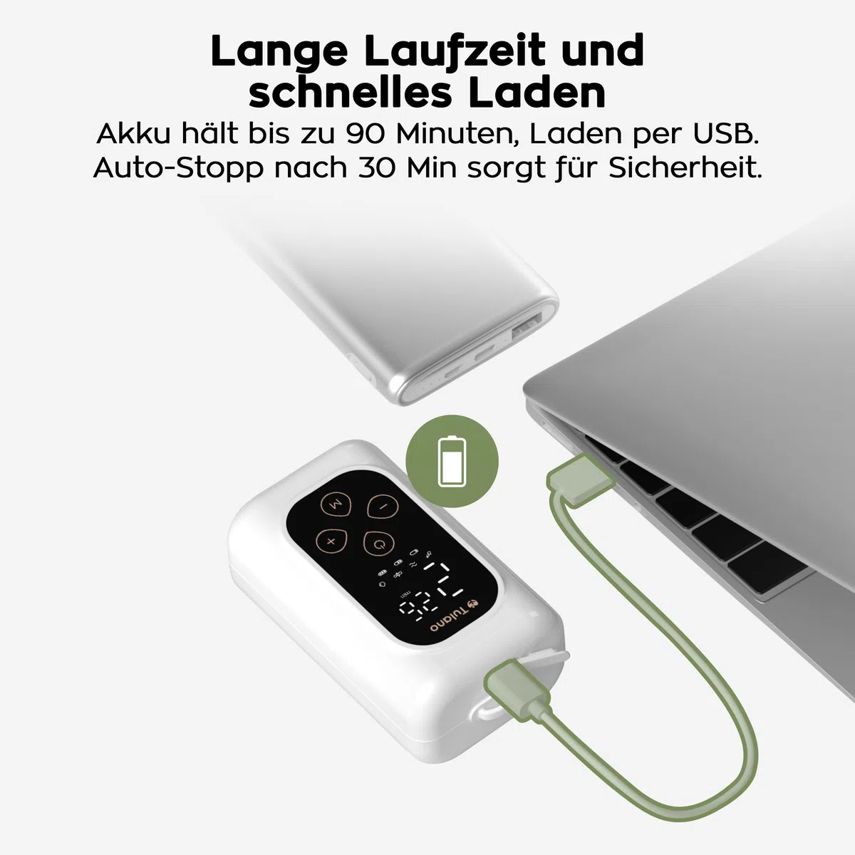 Tulano Olly 45 Doppelmilchpumpe elektrisch – Freihändig – 36 Stufen | Beidseitiges Abpumpen mit 300 ml Gesamtvolumen – 4 Programme – bis 90 Min. Akku – Trichtereinsätze 21 24 28 mm – Weiß