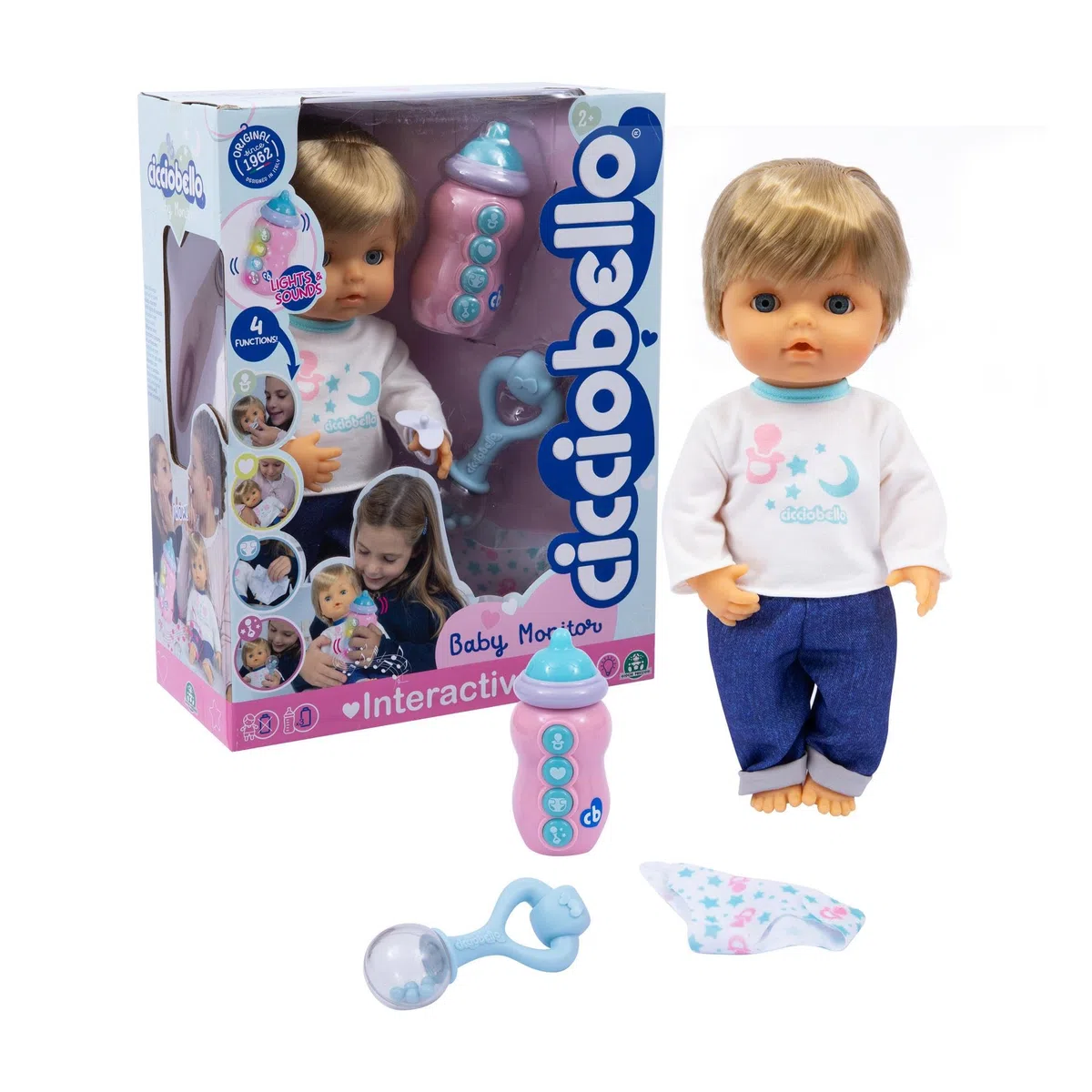 Cicciobello - Babyphone Der weiche 30 cm mit Monitor, um zu verstehen, was Sie brauchen, für Kinder ab 2 Jahren, Ccbd0000, Giochi Preziosi