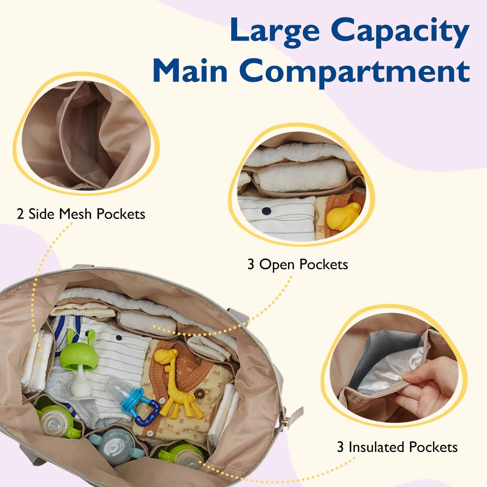 mommore Wickeltasche, geräumige Reise-Wickeltasche, Kliniktasche für die Geburt, Babytasche mit Schnulleretui
