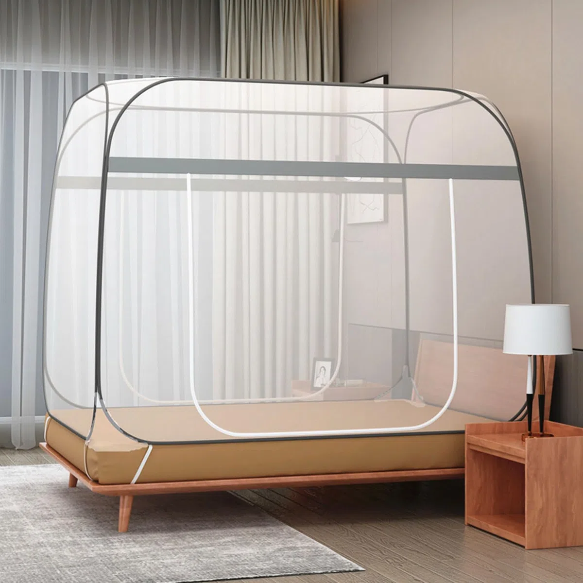 Moskitonetz Bett,180X200cm,Doppeltür-Moskito-Campingzelt | Zusammenklappbares Moskitonetz,Faltbares Anti Mosquito Bites Mückennetz,für Schlafzimmer,Outdoor