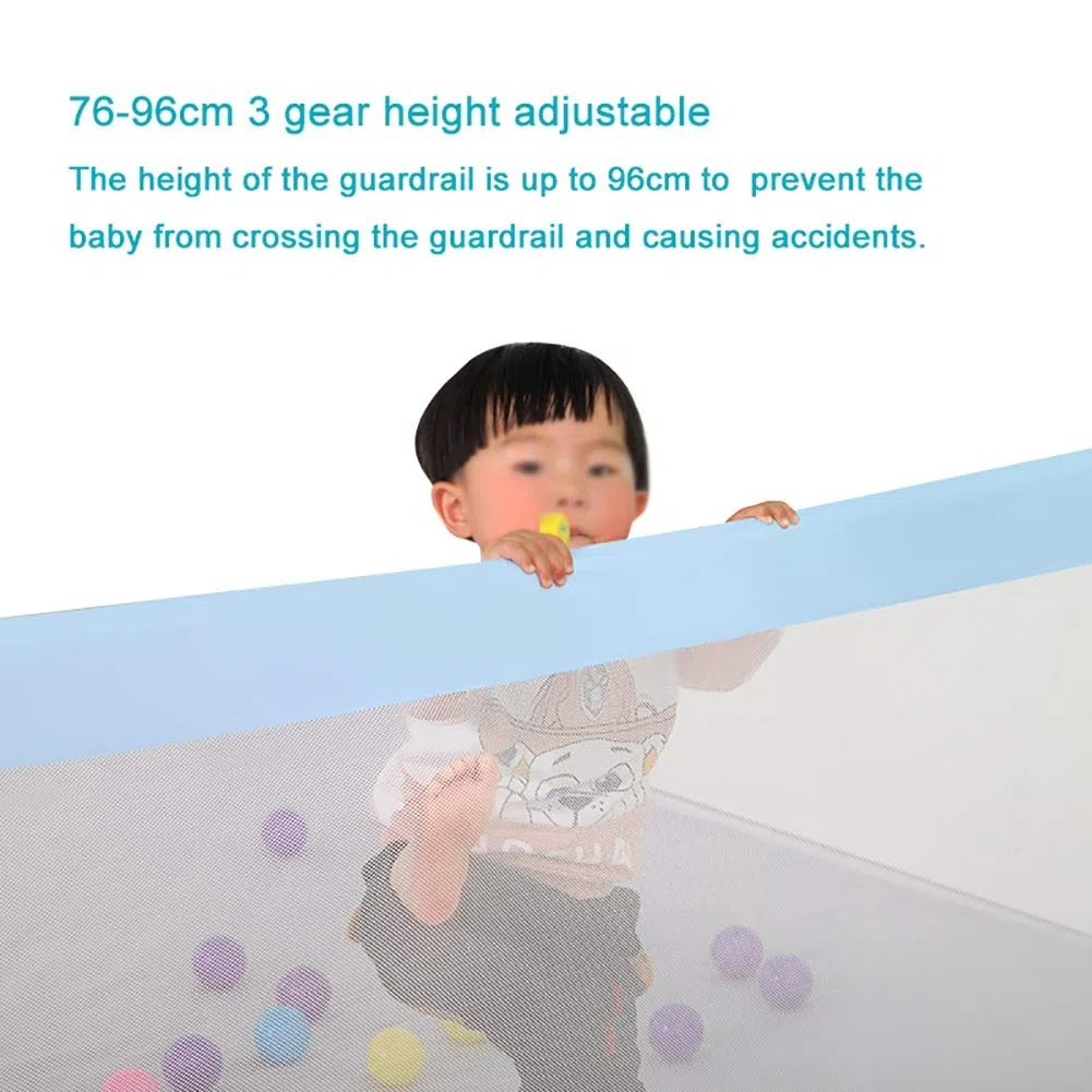 Lifting Kids Guardrail Holz extra hoch Baby Bettschienen für Kleinkinder, volle Größe, blau mit starkem Kugellager