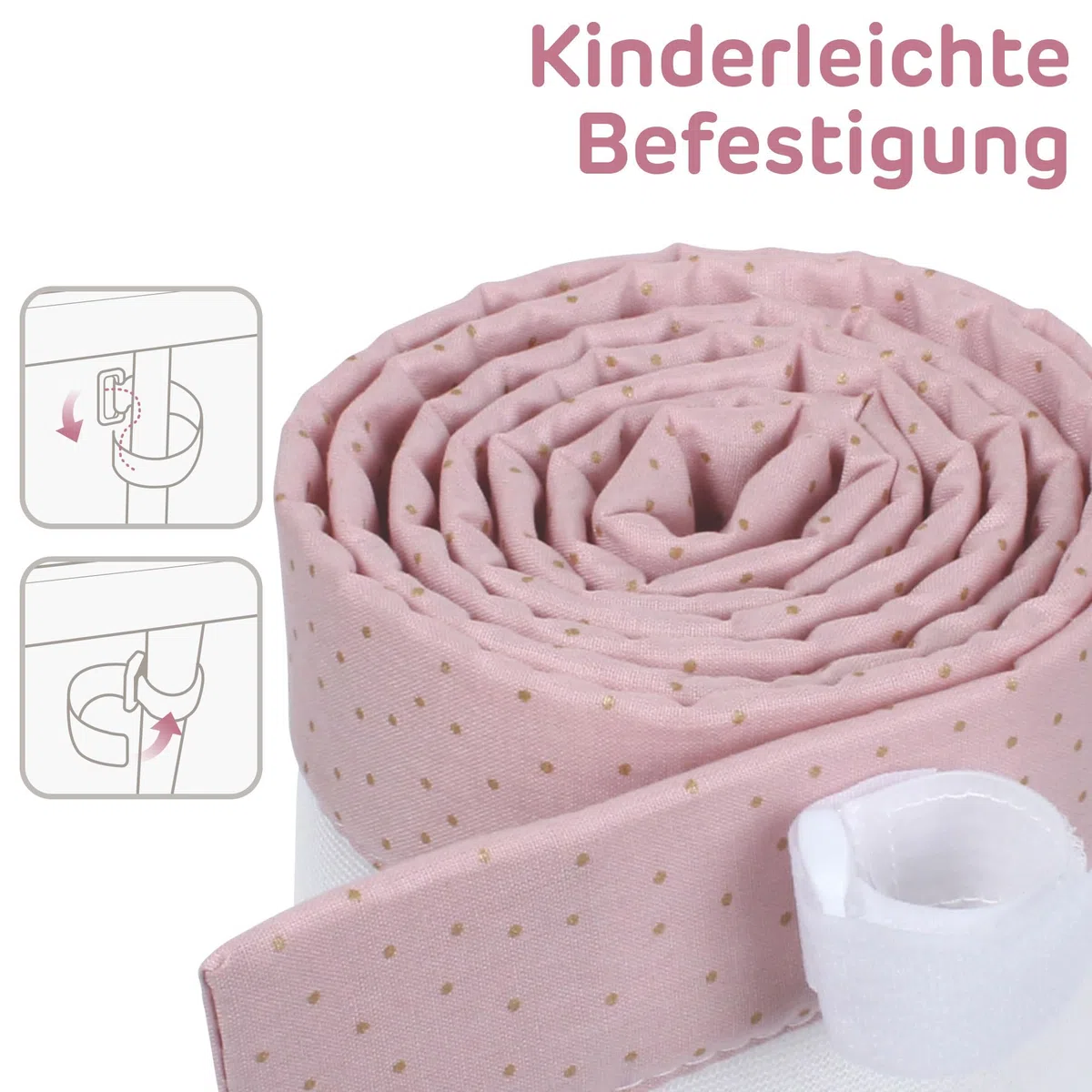 babybay Nestchen 3D Mesh Royal passend für Modell Maxi, Boxspring, Comfort und Comfort Plus, rosé Glitzerpunkte gold