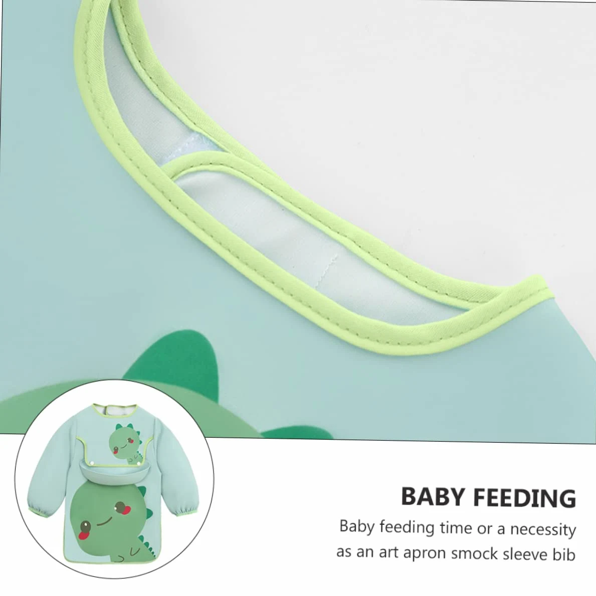 Abaodam 3st Lätzchen Essen Kleidung - Babyschürze Säuglingskittel Zum Essen Spucktücher Bürstenhalter Spielen Sie Kittelschürze Kunstkittel Mit Langen Ärmeln Polyester Green