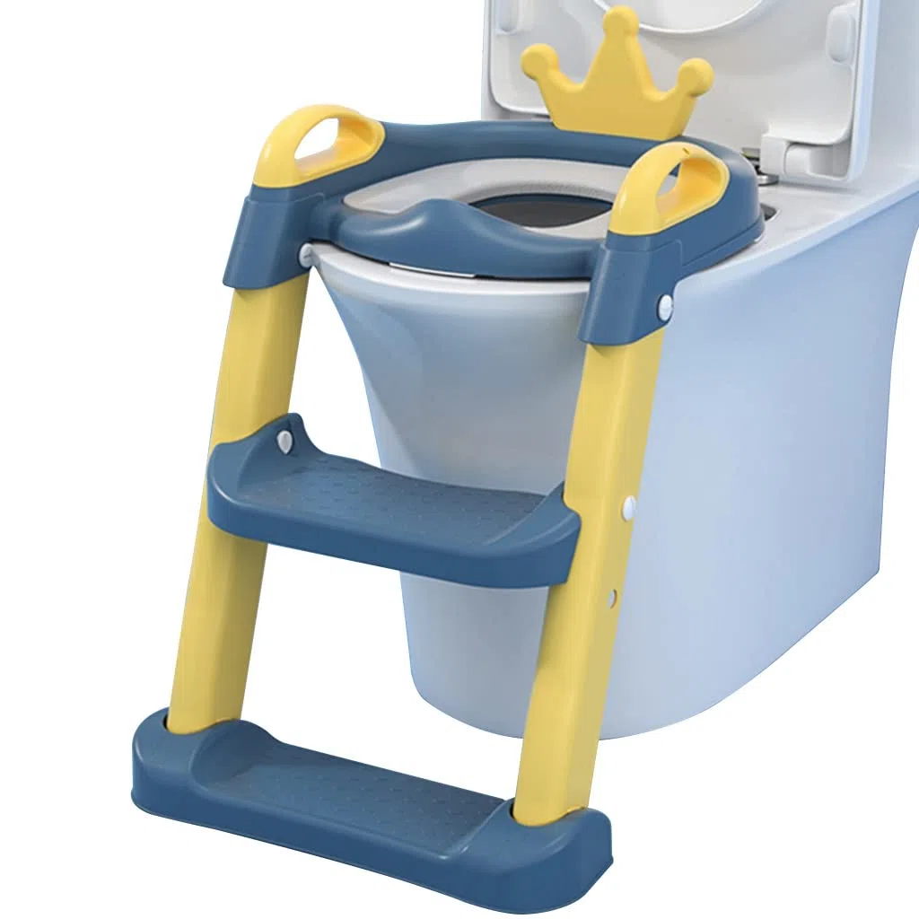 Wc Trainer Mit Treppe Süße Krone Toilettentrainer Mit Treppe Mit Rückenlehne, Verstellbares Falten Toiletten-Trainer Für Mädchen Und Jungen, Belastbarkeit 75kg