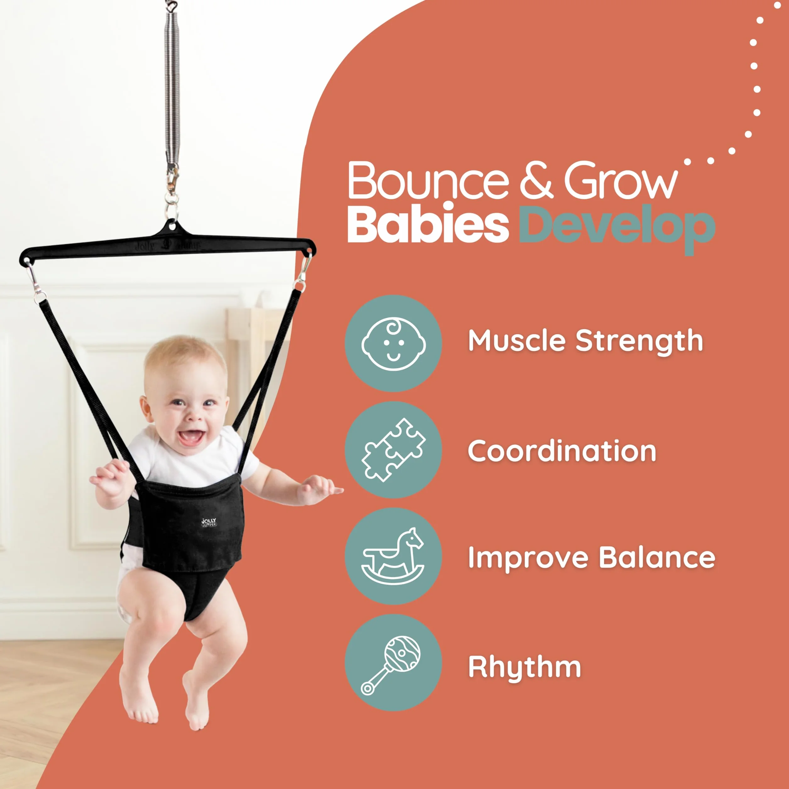 Das Original Jolly Jumper Baby-Trainingsgerät mit Tür-Klemme