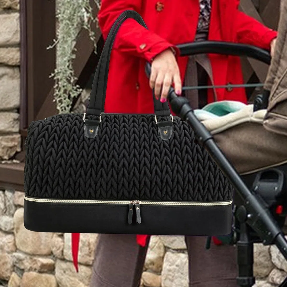 Windeltasche für Damen, Wickeltasche, Organizer für Wickeltisch, Organizer mit isolierter Tasche, Organizer für Wickeltisch, tragbar