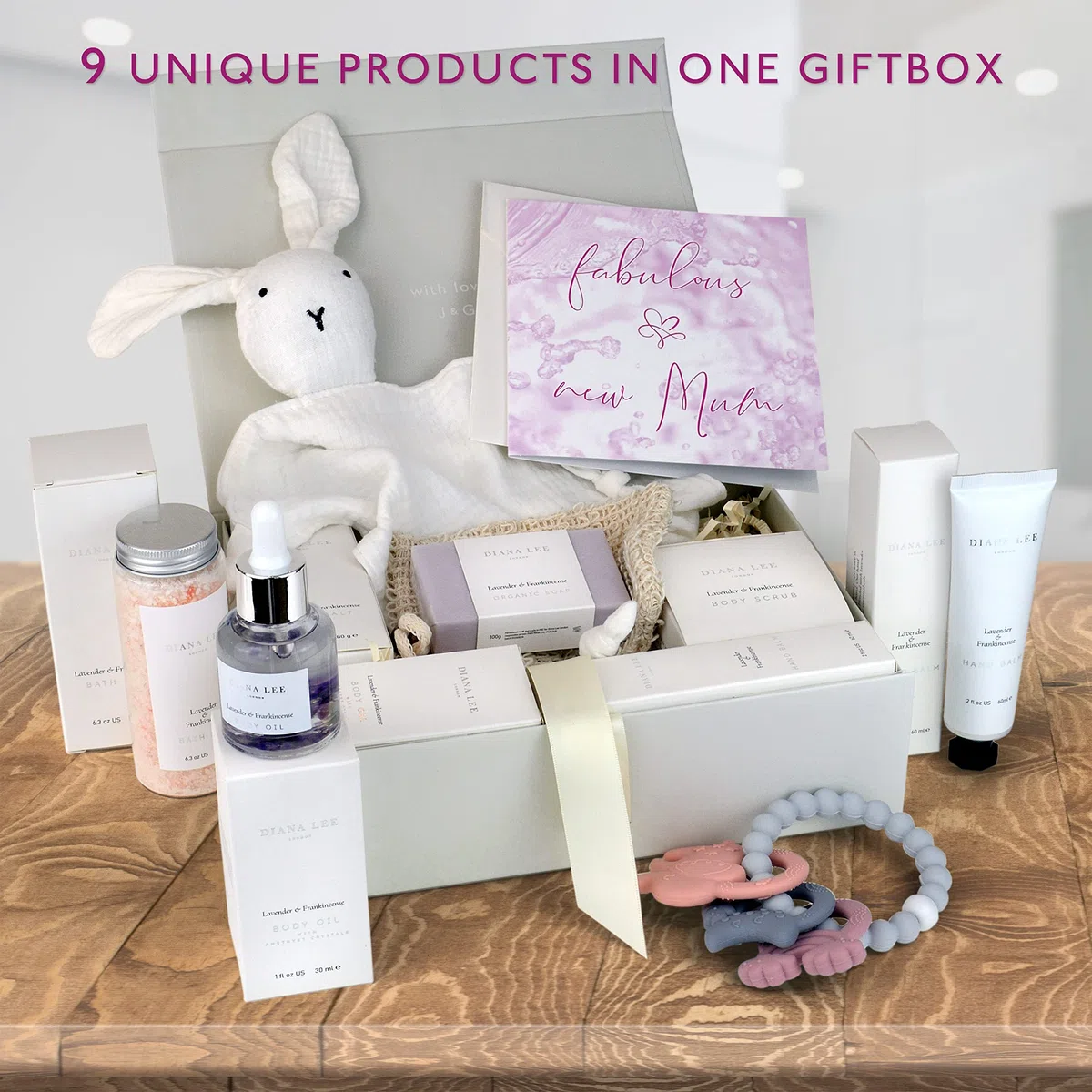 Jasmyn & Greene Geschenkkorb für werdende Mütter – 9 luxuriöse Babyparty-Geschenke für Mama und Neugeborene, Verwöhngeschenke für Frauen, Schwangerschaftsgeschenke für Mutter, die mit Lavendel