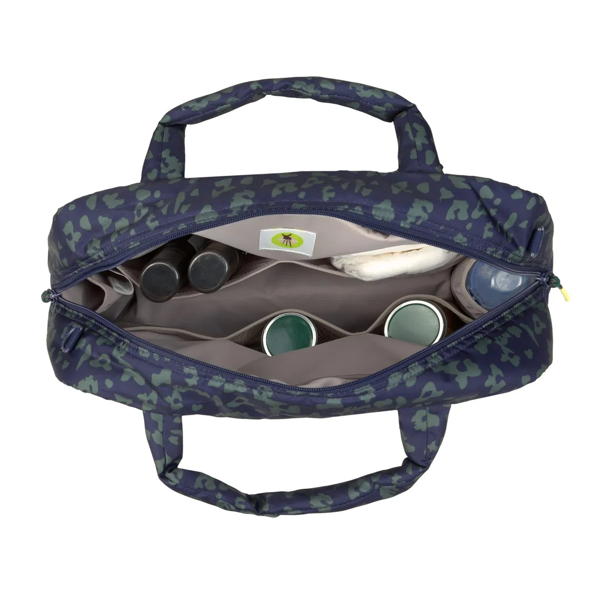 LÄSSIG Baby Wickeltasche mit Tragegriff und Wickelunterlage, Kinderwagenbefestigung, wasserabweisend/GRE Everyday Bag Leo dark blue