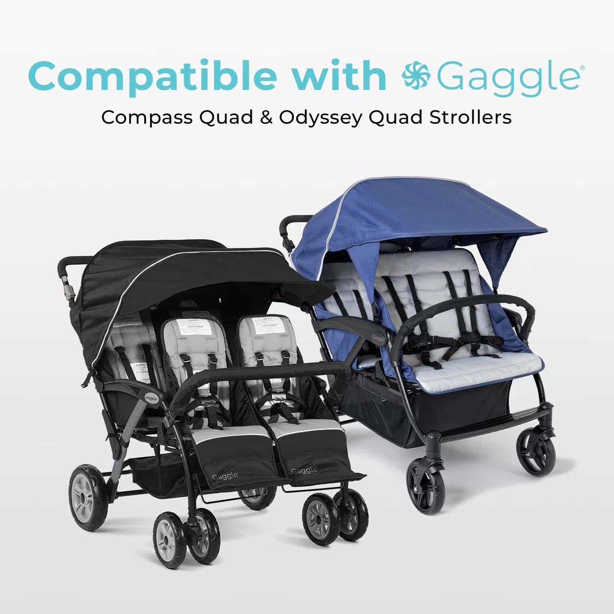 Regenschutz für Kinderwagen Gaggle Quad und Gaggle Compass - Regenschutz für 4-Sitzer-Kinderwagen - Regenschutz mit Sichtfenster - Öffnung für Luftzirkulation - 144,8x106,7x122 cm