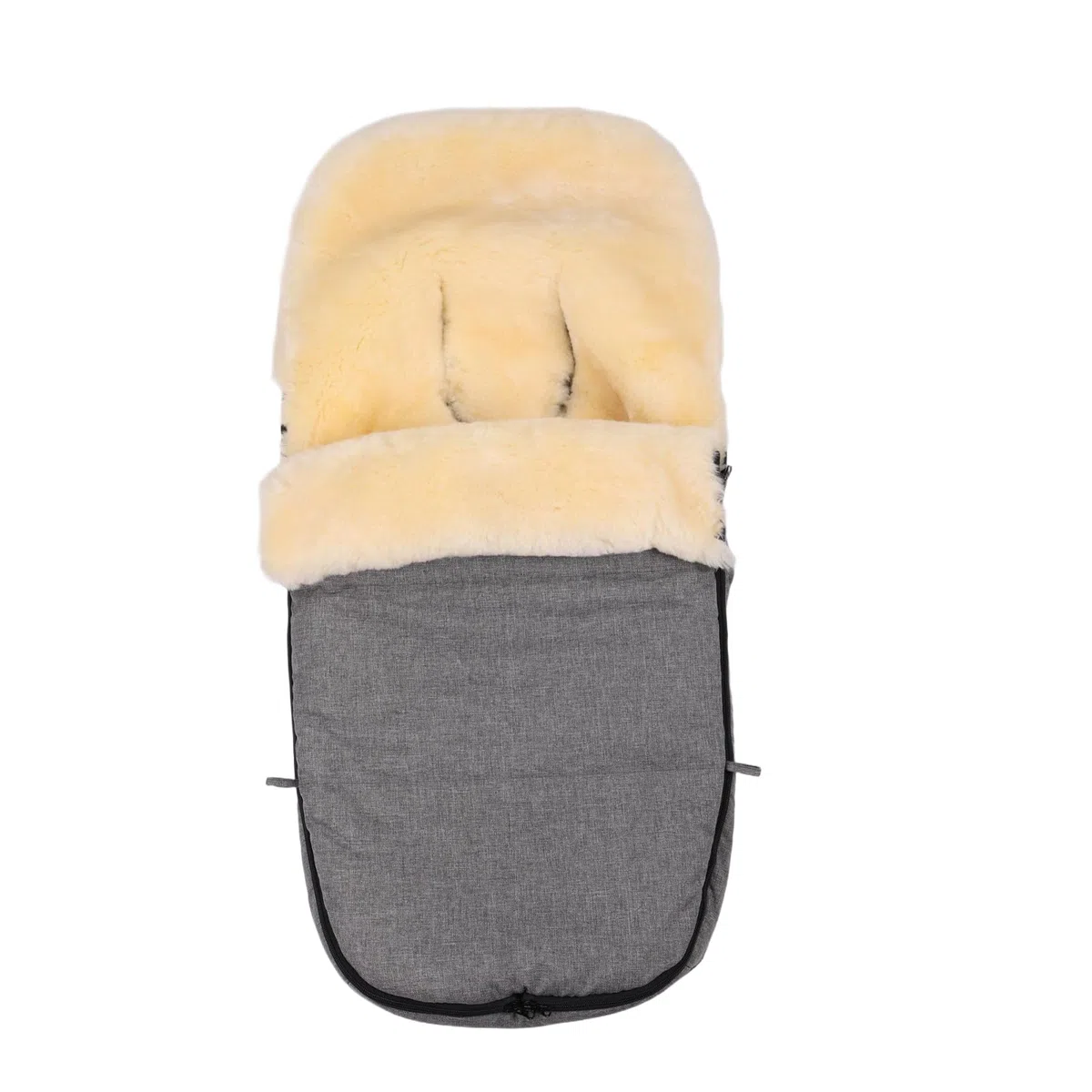 Baby Lammfellfußsack Kinderwagen Fellsack Kuscheliger Buggy Kinderwagen-Fußsack Wind-und Wasserdicht Thermoregulierend Rundum-Reißverschluss 90×50cm (Hellgrau Melange)