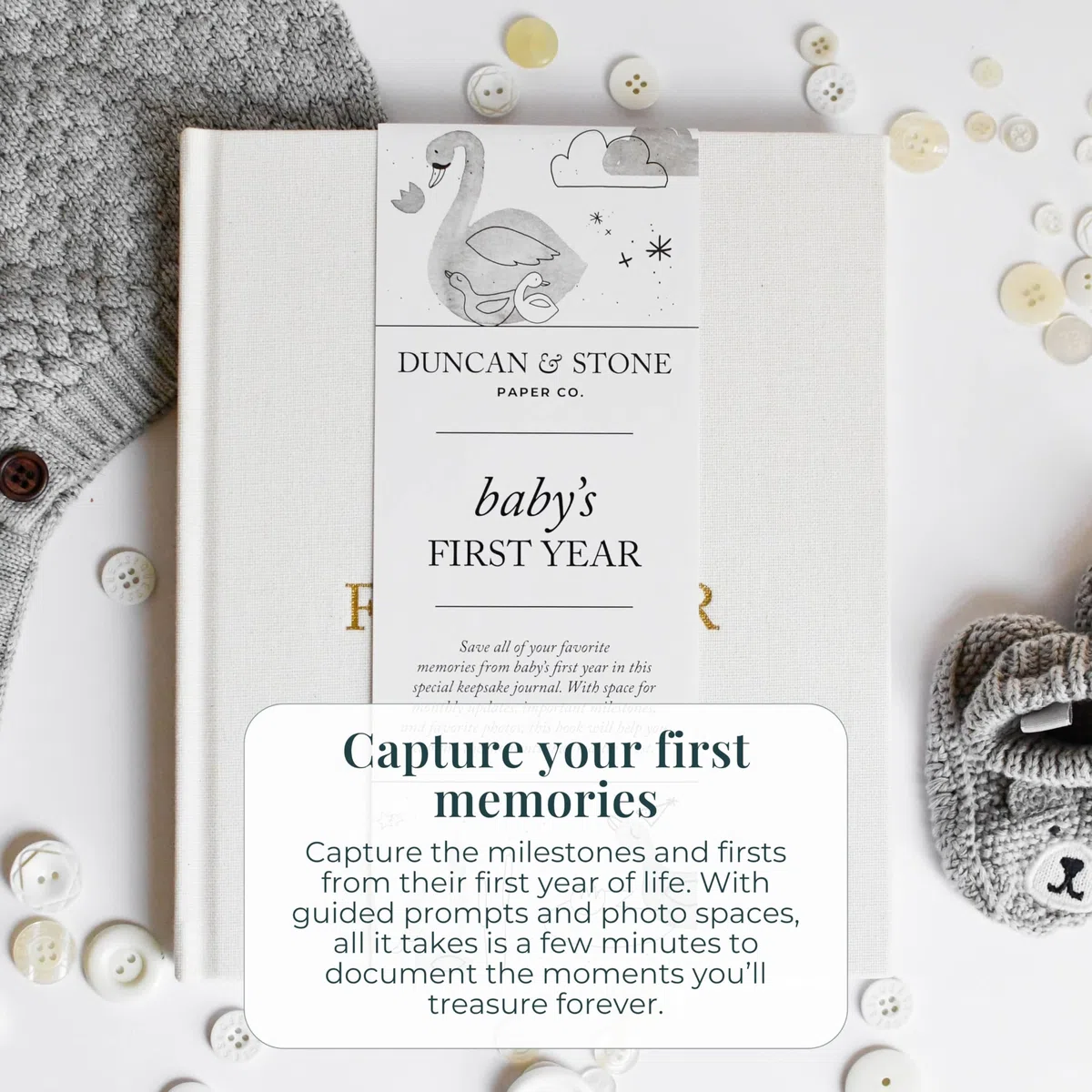 Baby Erinnerungsbuch & Fotoalbum von Duncan & Stone - Dusty Rose | Baby Geschenk für neue Mutter | Meilenstein-Sammelalbum für werdende Mutter | Erstes Jahr Tagebuch für Geburt