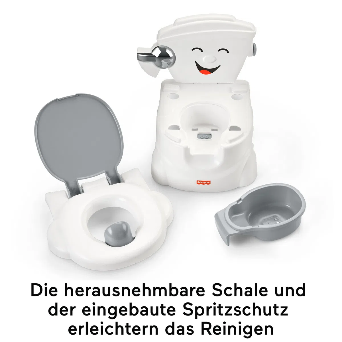 Fisher-Price Meine erste Toilette, Töpfchen für Babys, deutsche Version, interaktives Toiletten Training, mit Musik und Geräuschen, Baby Topf, ab 1 Jahr HJC38