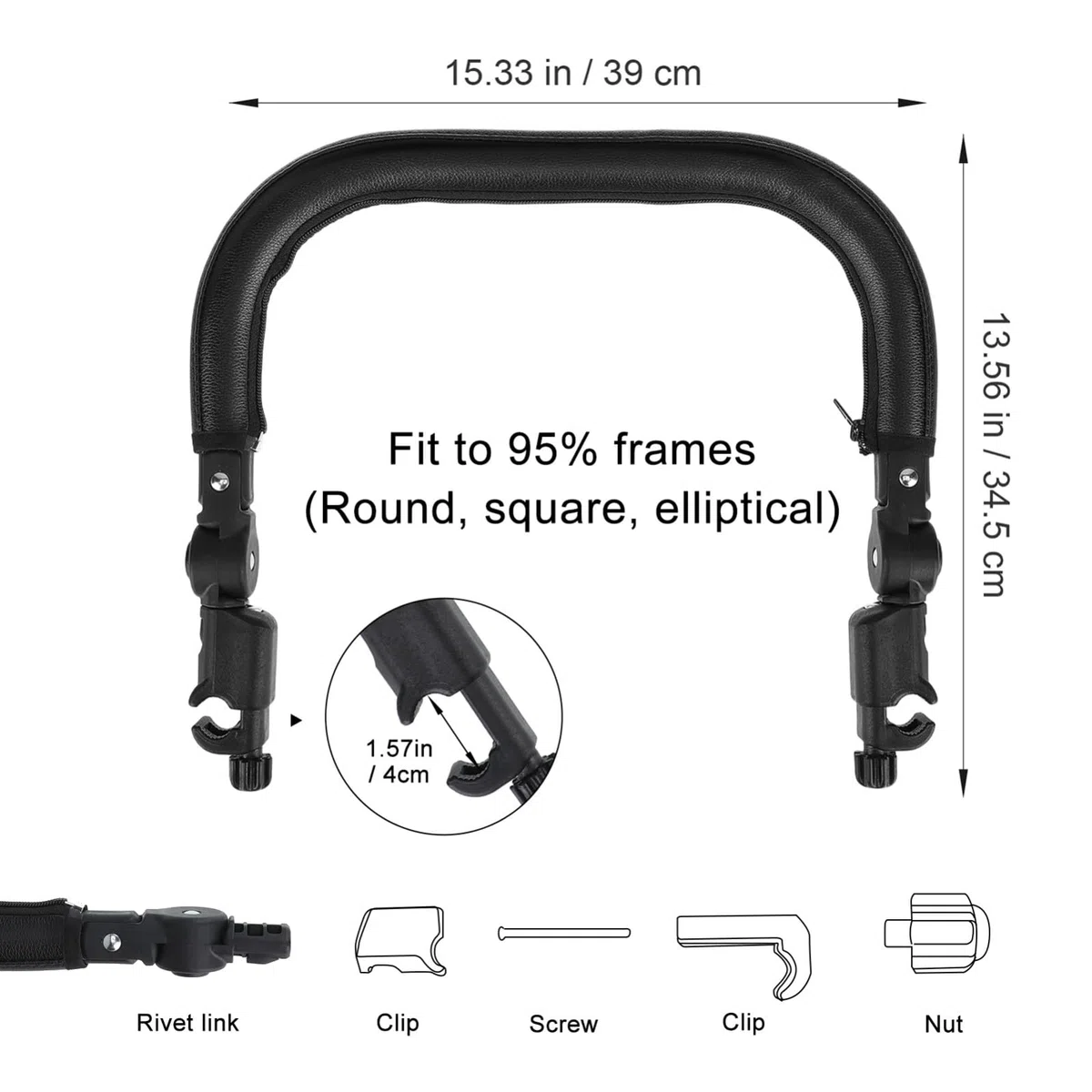 Stroller Snack Tray mit Verstellbarem Kinderwagenlenker Armlehnenpuffer aus Pu Leder und Eisen Wasserabweisend und Abnehmbar für Kinderwagen