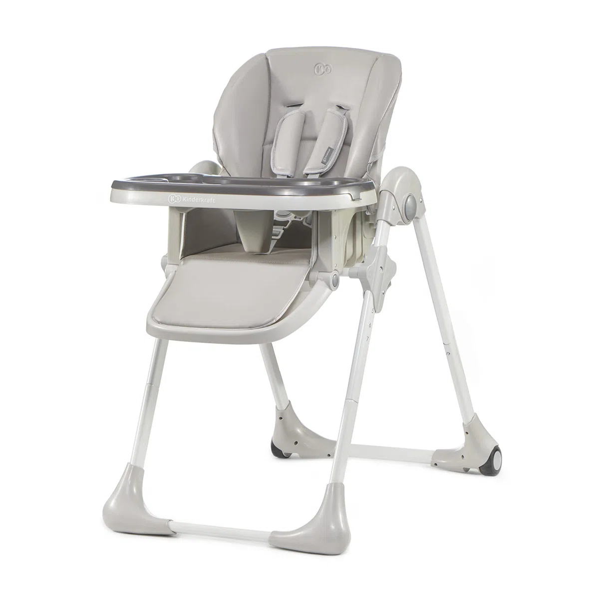 Kinderkraft YUMMY Hochstuhl, Kombihochstuhl, Babystuhl, PU-Bezug, Grau