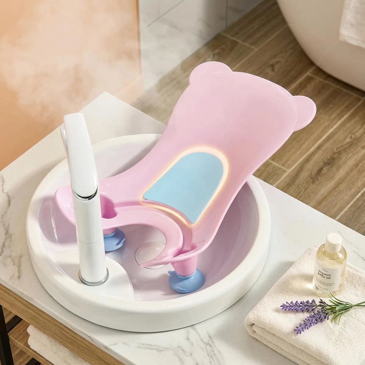 Baby-Waschbecken-Badewanne, tragbares Baby-Bidet, Badewannenunterstützung für Neugeborene, freihändiges Spülen, Po-Waschmaschine, für Waschbecken, einfacher Windelwechsel