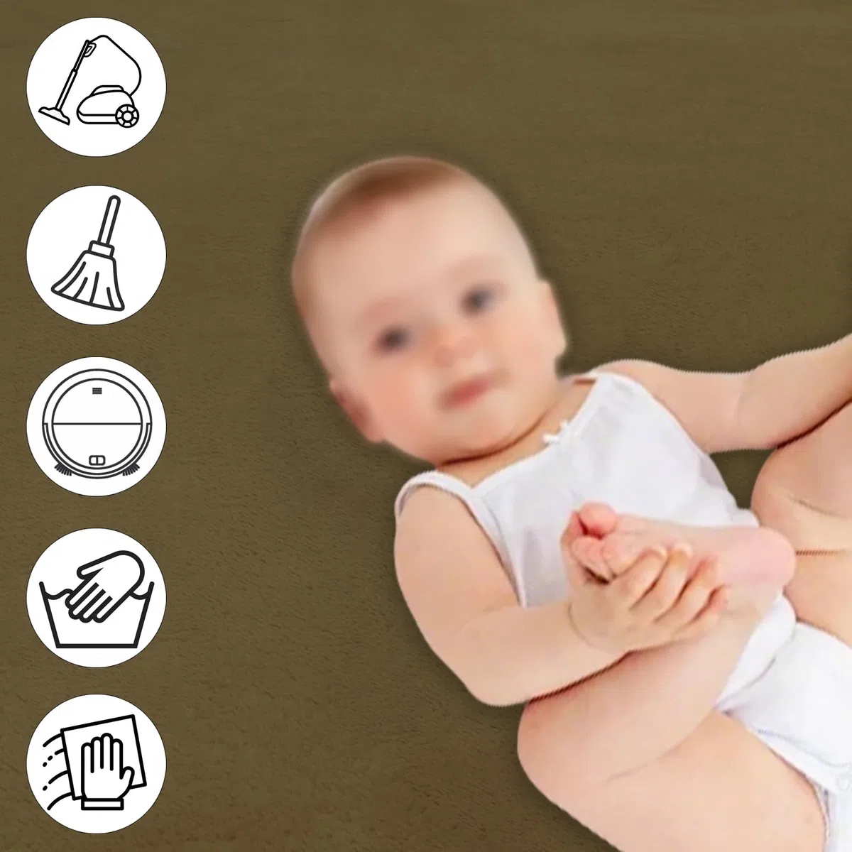 Krabbel- und Spielmatte für Babys, 120 x 250 cm, Korallensamt, 3 cm, Krabbelmatte für Babys, groß, rutschfest, für Kinder, für Wohnzimmer, Schlafzimmer, Yoga, Grün