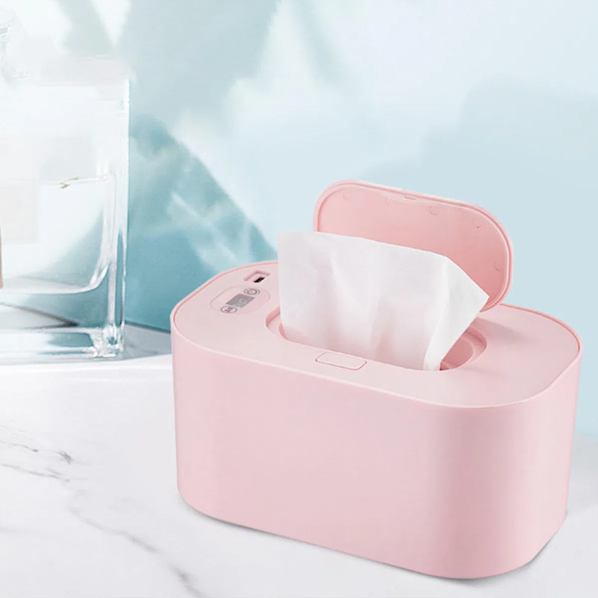 perfk Tragbarer USB-Feuchttuchwärmer, Beheizte Feuchttuchbox Baby-Feuchttuchwärmer, Heimgebrauchs-Feuchttuchwärmer Servietten-Heizbox, ROSA