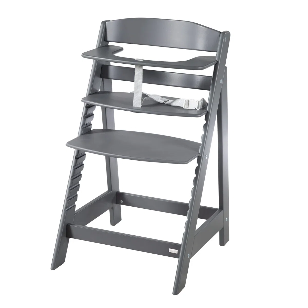 roba Babyhochstuhl Sit Up Flex - Mitwachsender Hochstuhl aus Holz - Verstellbarer Kinderhochstuhl mit Schrittgurt - ab 6 Monaten bis 70 kg - Anthrazit