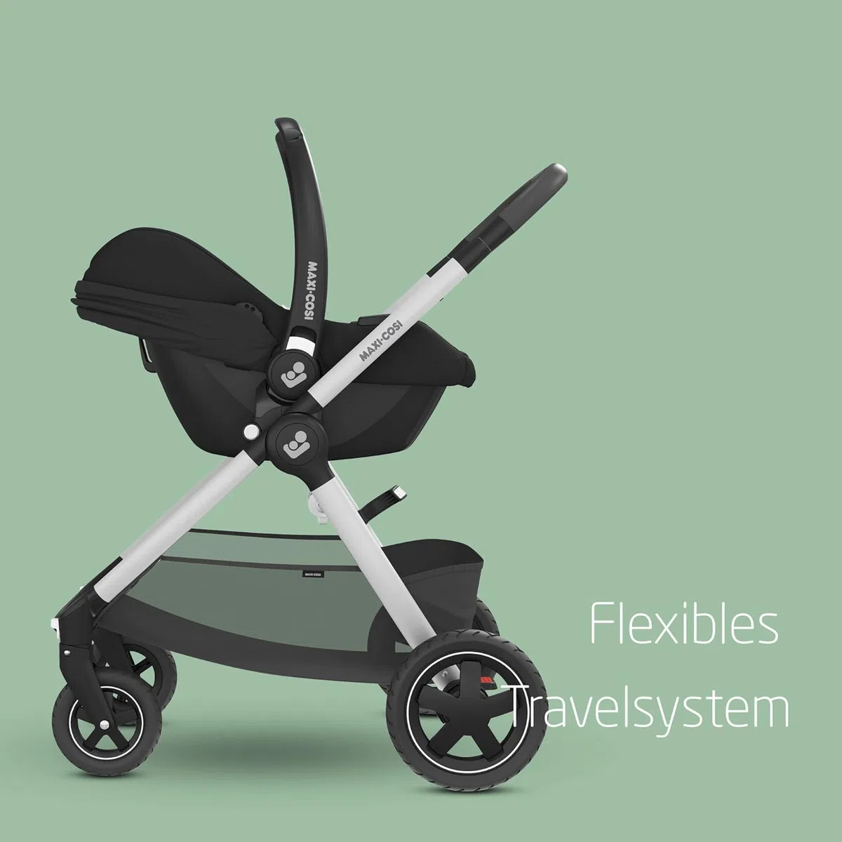 Maxi-Cosi CabrioFix i-Size Babyschale, CabrioFix i-Size ISOFIX Base Bundle - Gruppe 0+ Kindersitz, Flexibles Travelsystem, 0-12 Monate, 40-75 cm + CabrioFix i-Size Base, Essential Black