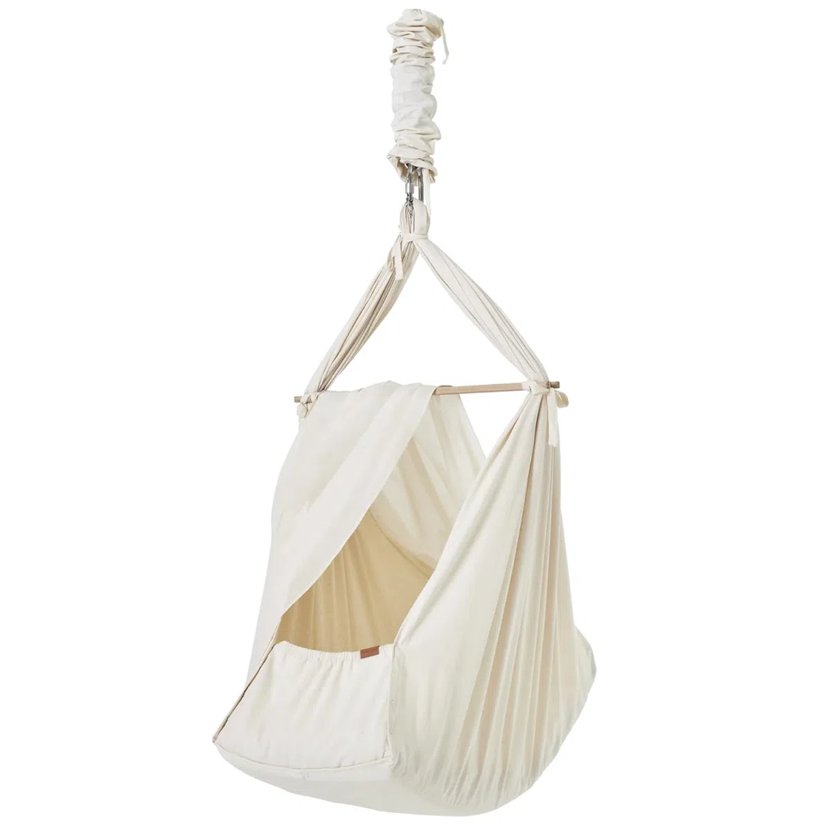 Federwiege Baby inkl. Feder - Baby-Wiege aus Bio-Baumwolle - Baby-Hängematte mit Deckenaufhängung - Baby-Hängewiege Plus Matratze und Baldachin - Baby-Hammock bis max. 15kg - Natur