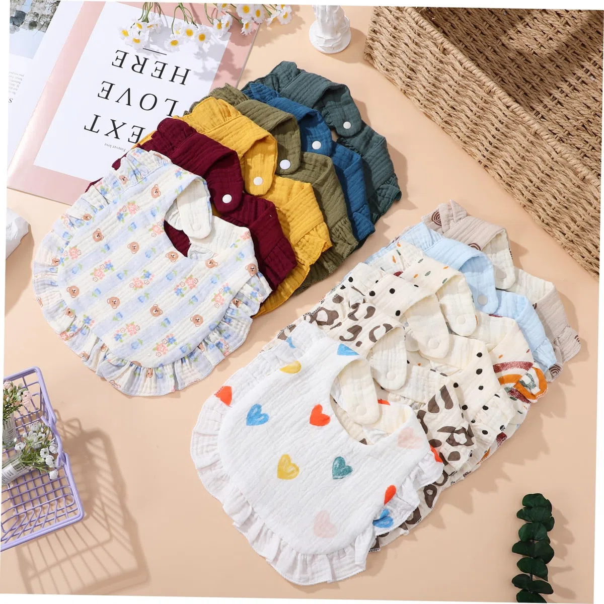 VALICLUD 12stücke Pack Babylätzchen Aus Unisex Für Kleinkinder Zum Essen Und Sabbern Babyspucktücher Mit Druckknopfverschluss Waschbar Und Saugfähig Für Neugeborene