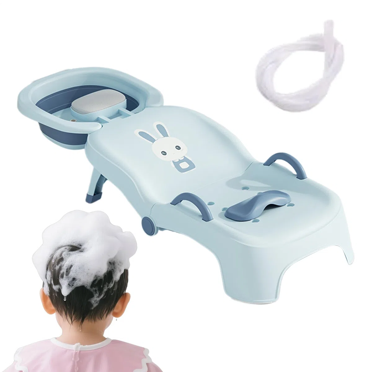 Kinder Haarwaschstuhl Verstellbarer, Tragbarer Und Leichter Kopfspülsitz | Klappbare Kinder Haarwaschliege Haarwäsche für Mädchen und 0-10 Jahre für Zuhause Badezimmer Dusche Waschbecken Toilette