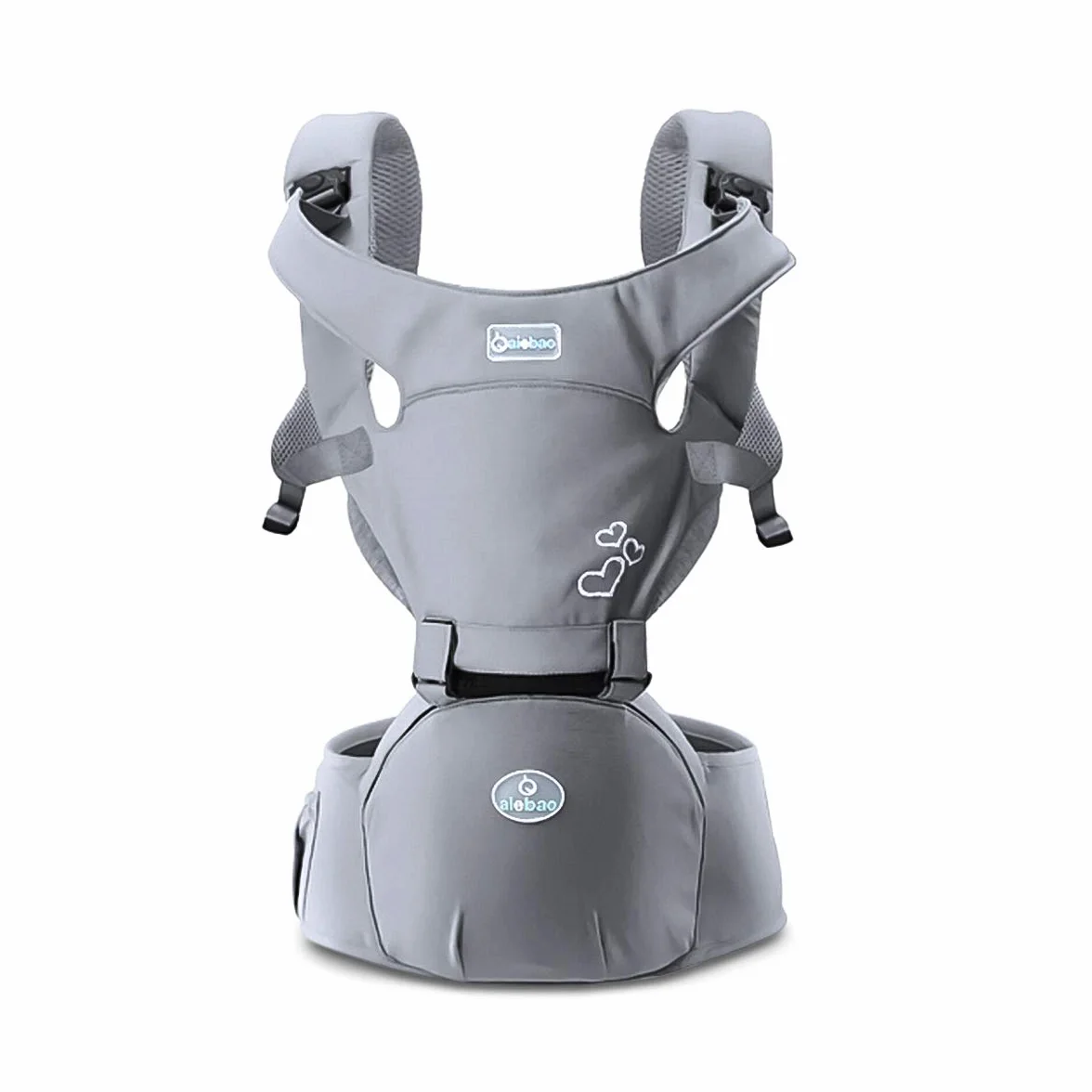 SONARIN Front Premium Hipseat Babytrage, Multifunktional, Ergonomisch, 100% Baumwolle, Schmetterlingsdrehschnalle, 6 Tragende Positionen,Angepasst an Ihr Kind wachsende,Ideal Geschenk(Grau)