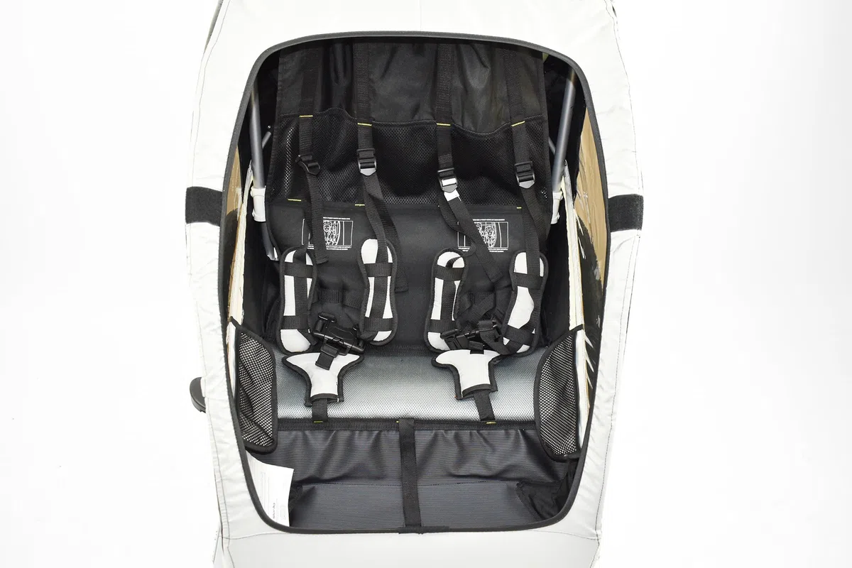Anhänger für 2 Kinder, Aluminium, 2-in-1, Fahrrad und Kinderwagen