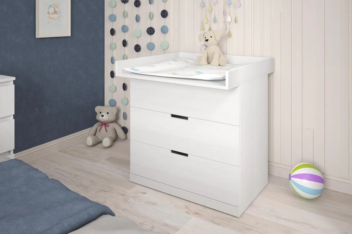 Shefa Kids 801 Universal Wickelaufsatz kompatibel mit Kommoden Malm, Hemnes und Nordli Serie, weiß