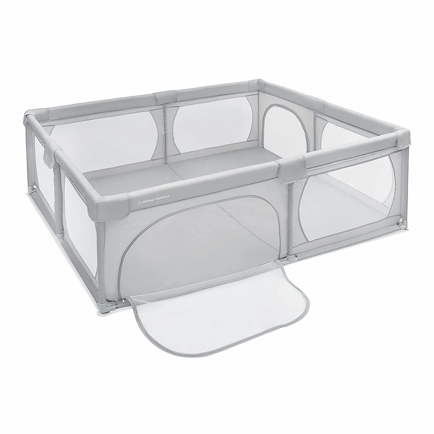 Moby-System Laufstall Baby Faltbar & Laufgitter, Aktivitätszentrum mit Rutschfester Basis - Wasserdichtes 210D PVC, Transporttasche, 200x140cm - Spielbereich für Kinder