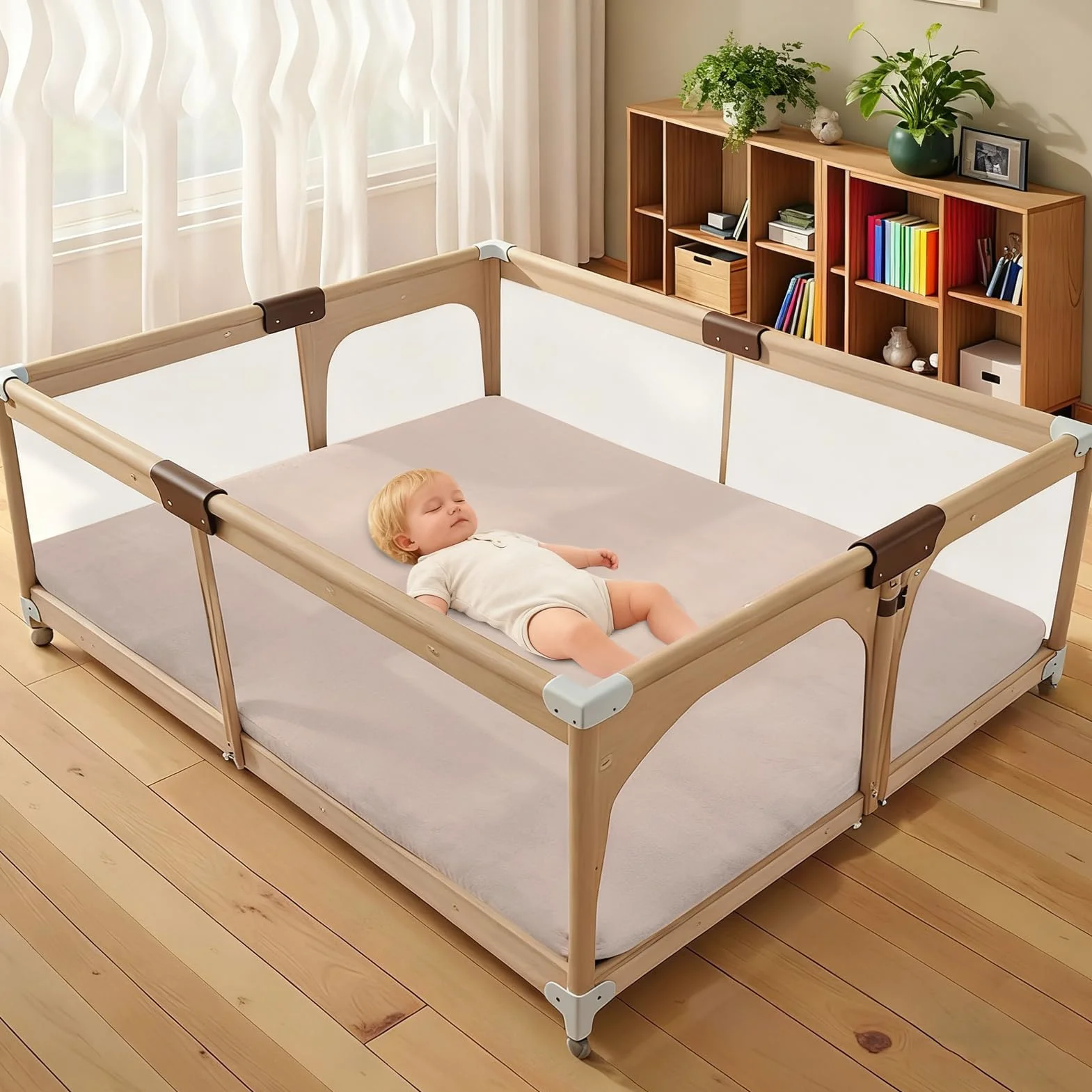 Kinderteppich Teppich Verdickung Korallen Samt Teppich Korallensamtteppich Kinder Krabbeldecke Tatami Teppiche Kinder rutschfeste Vergrößern Spielmatte Yogateppich 120 x 120 cm Hellbraun