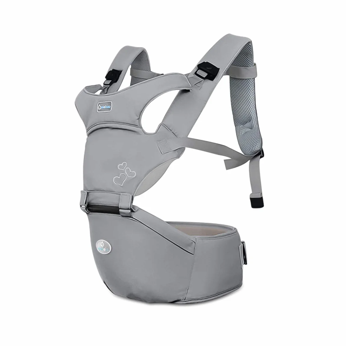 SONARIN Front Premium Hipseat Babytrage, Multifunktional, Ergonomisch, 100% Baumwolle, Schmetterlingsdrehschnalle, 6 Tragende Positionen,Angepasst an Ihr Kind wachsende,Ideal Geschenk(Grau)