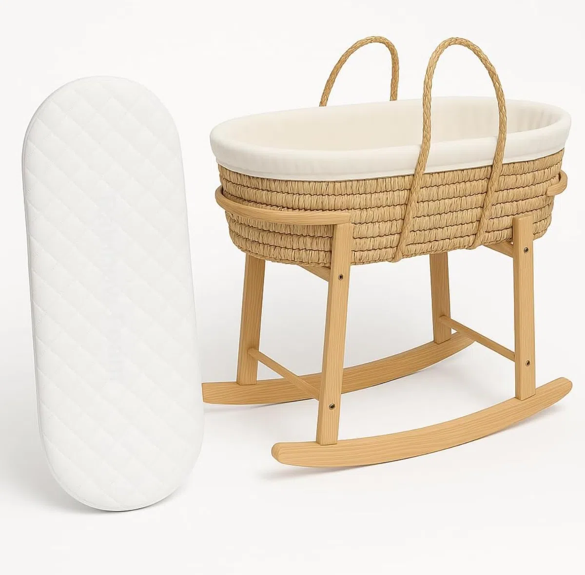 Matratze, Mikrofaser, hypoallergen, 74 x 30 x 4 cm, oval, Babyprodukt