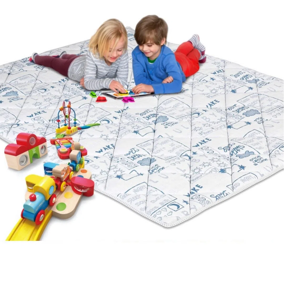 EVERGREENWEB Weiche Baby Spielmatte, Teppich Für Kinder Zum Spielen 160x200 cm Polyurethanschaum Polsterung, Hypoallergen, Faltbar | HELLBLAU
