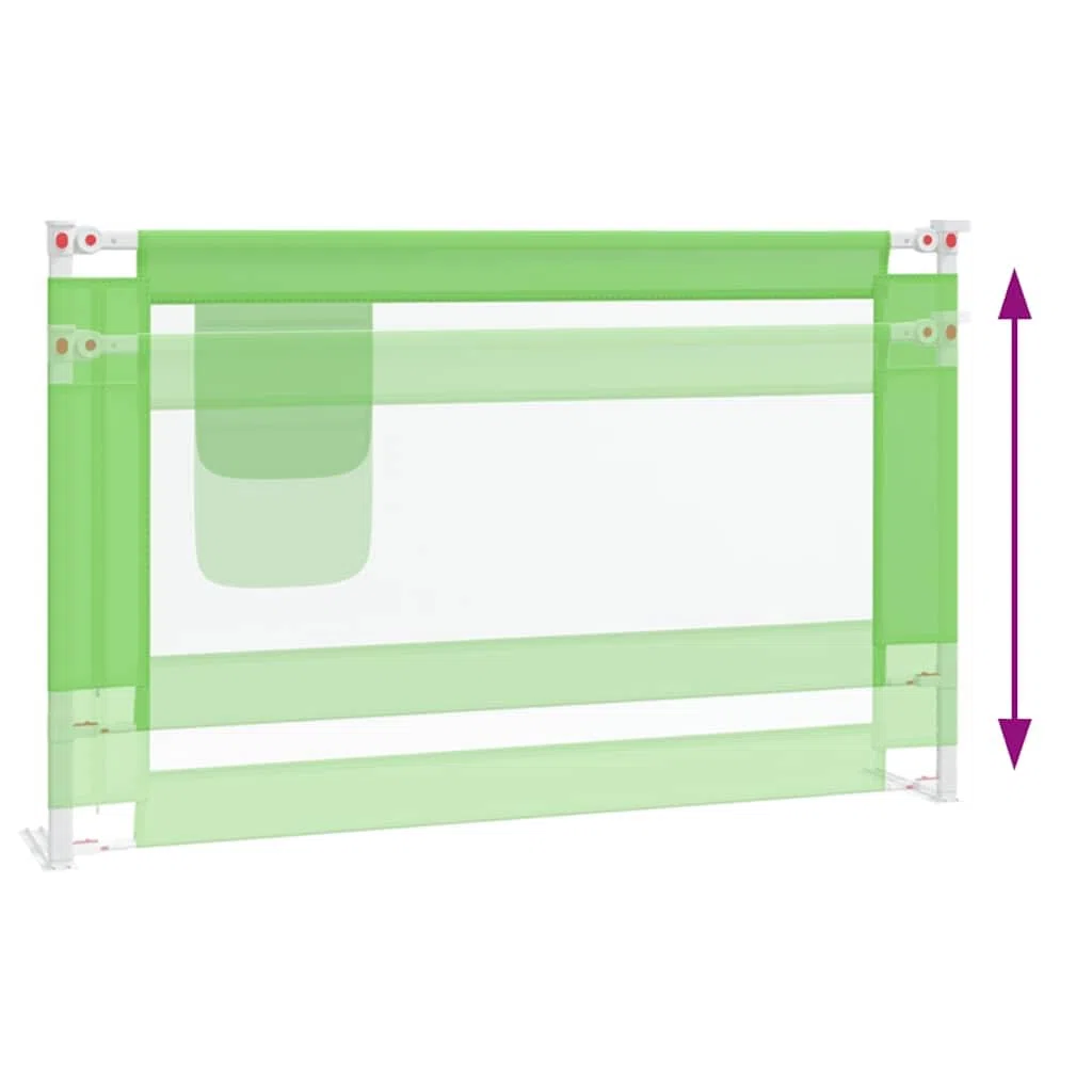 Kleinkind-Bettschutzgitter Grün 120x25 cm Stoff mit Verstellbarer Höhe 70-95 cm für Kinderbett und Elternbett, Rausfallschutz und Absturzsicherung