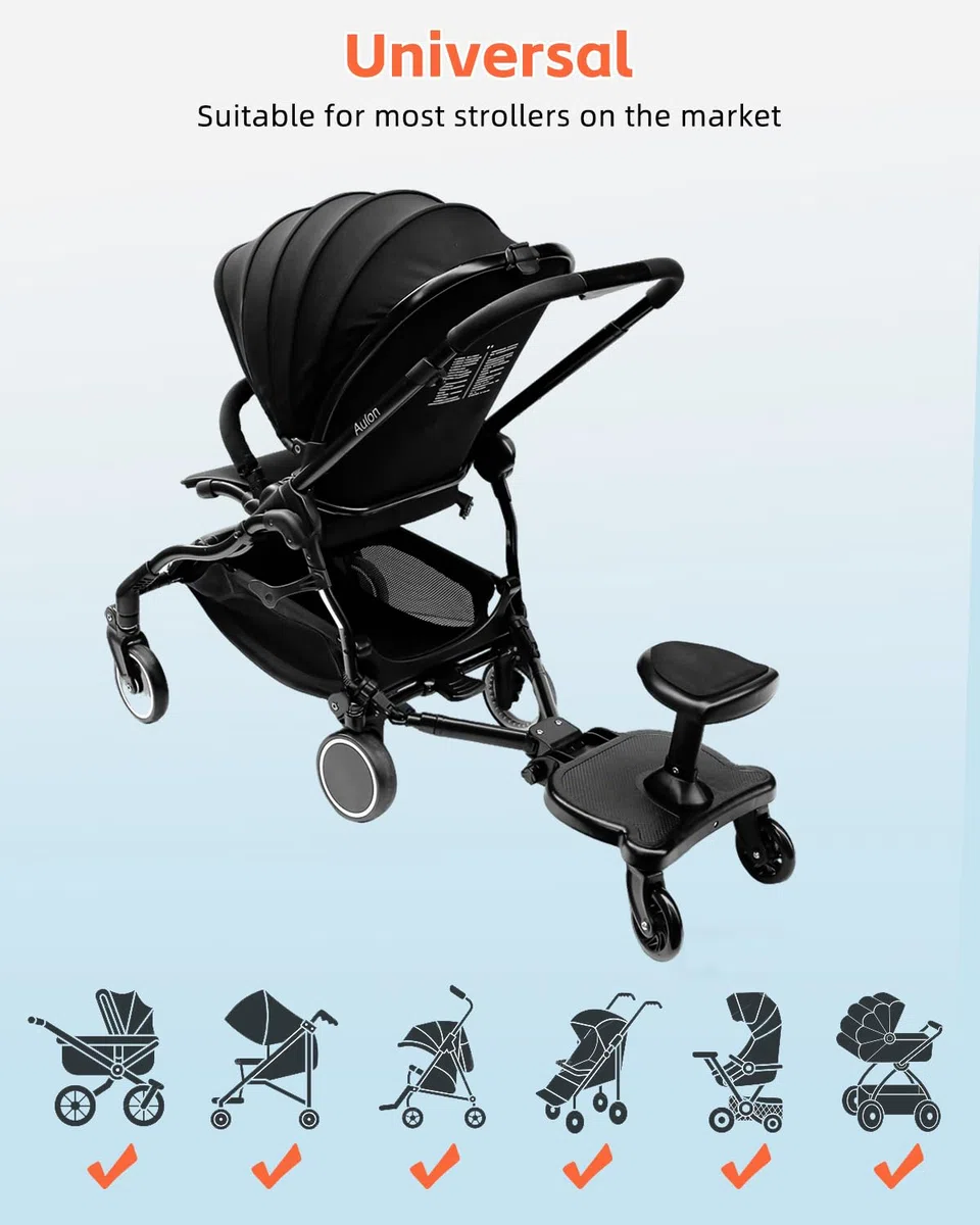 Vihir Buggy Board mit Sitz, Buggy Board für 99% Kinderwagen, Kinderwagen Board Universal, Kiddy Board für Kinder Von 2-6 Jahren (25 Kg)，Vollständig Erneuern