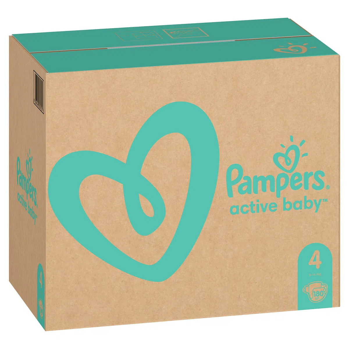 Pampers (Alte Version), Baby Windeln Größe 4 (9-14kg) Windeln, 180 Stück, Monatliche Verpackung, Durchlaufschutz Ganztägig