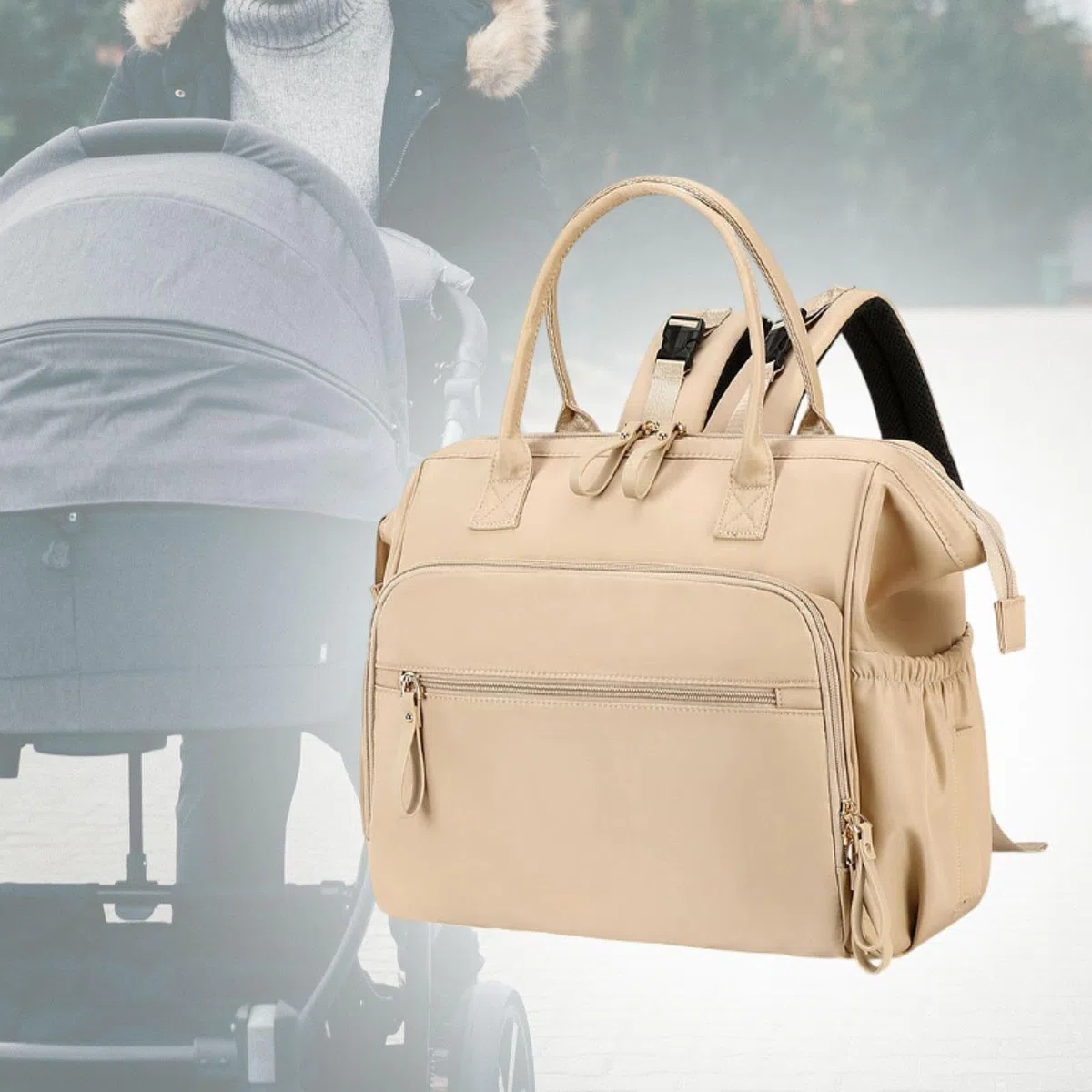 predolo Reisewindel Tte Wickelbeutel Umhängetasche Große Kapazität mit Multi Taschen Windpack für Die Arbeit Im Freien Im Freien Im Außenbereich, Beige