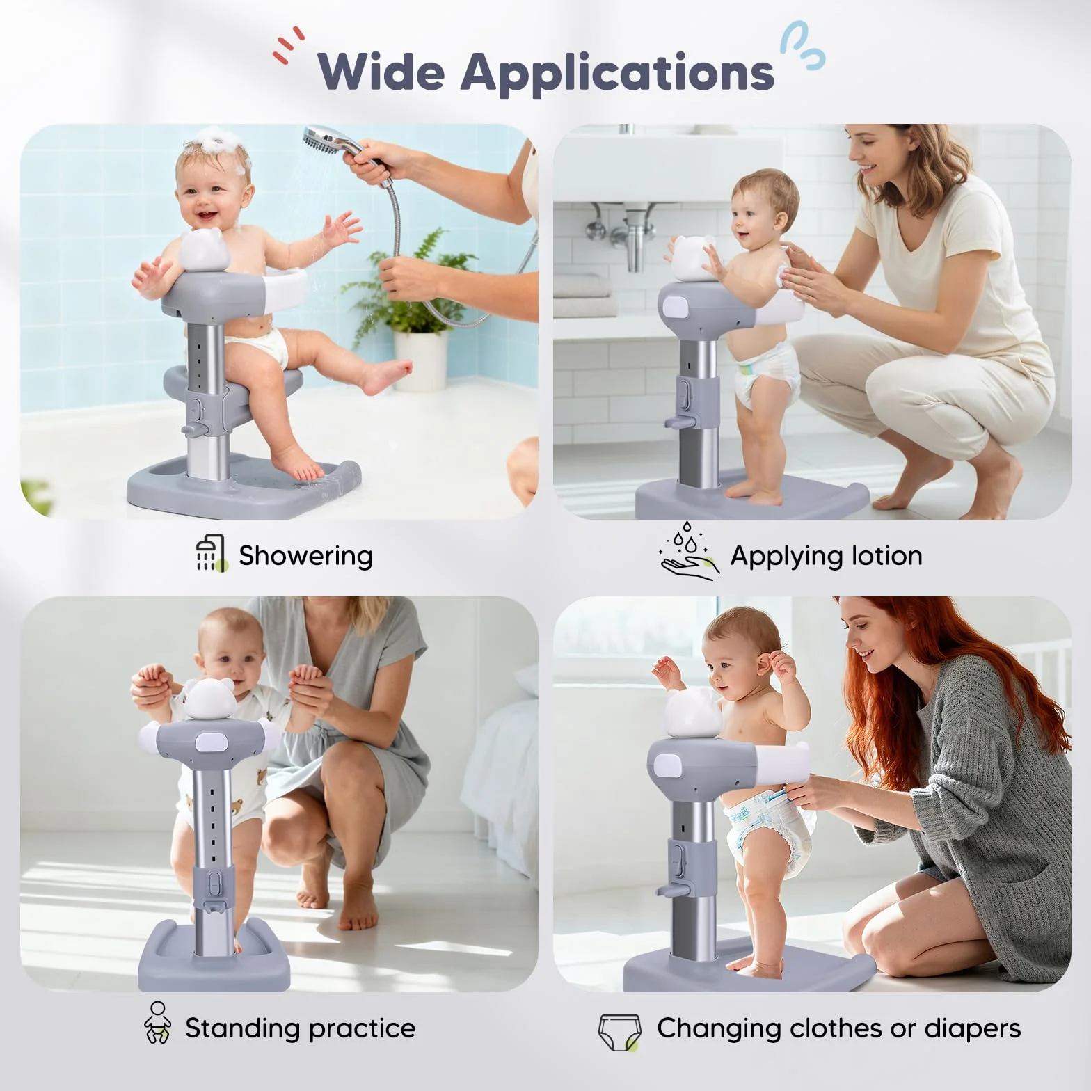 Stehhilfe für Babypartys, Kleinkind-Badewannensitz zum Aufstellen mit rutschfester, stabiler Basis, 6-fach höhenverstellbar für 6–36 Monate, ideales Geschenk für Babypartys