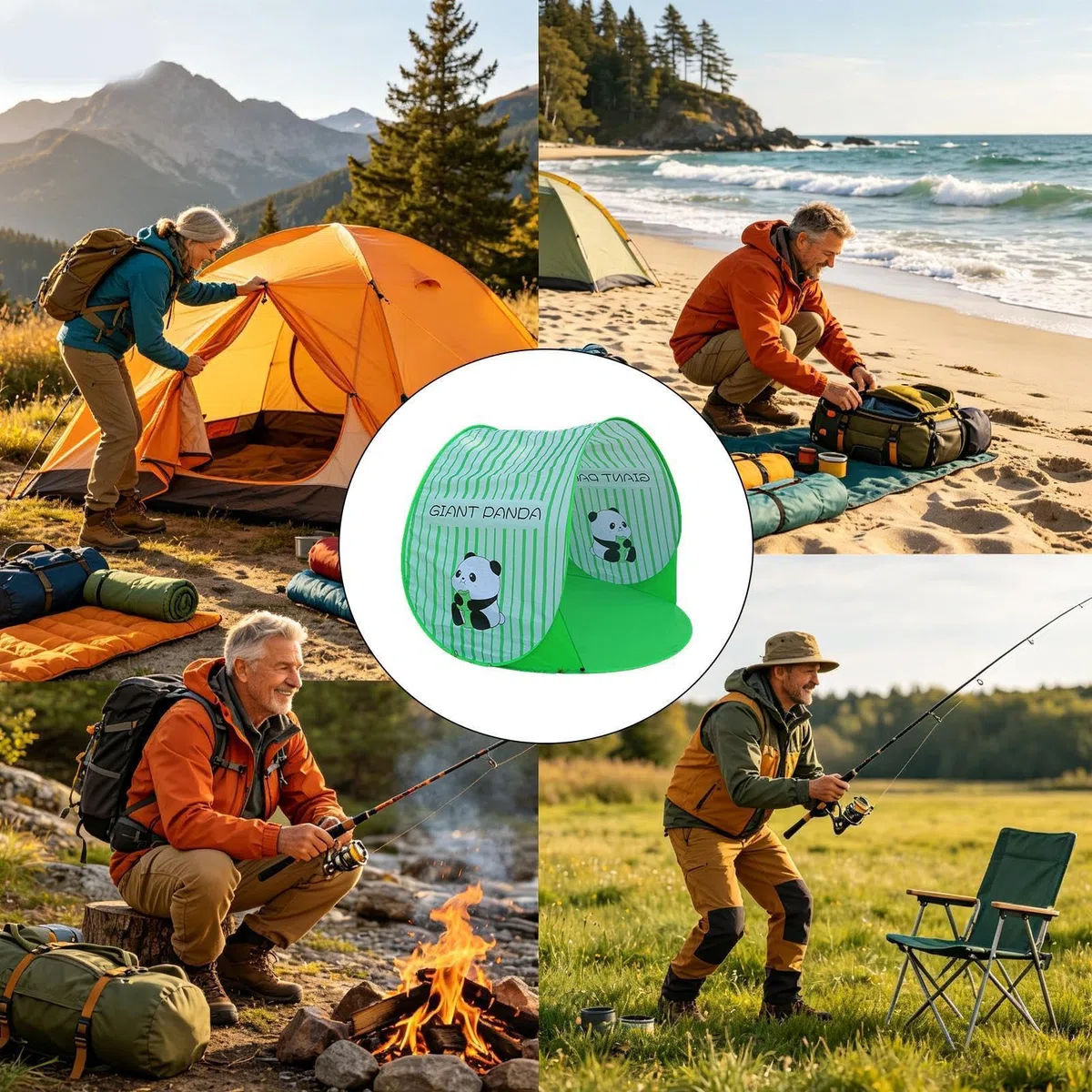 Generisch Beach Tent Sun Shelter Einfacher Aufbau Tragbarer Sonnenschutz | Strandüberdachung als Sonnensegel für Camping, Outdoor, Picknick, Pool, Reisen, Sport und Hund