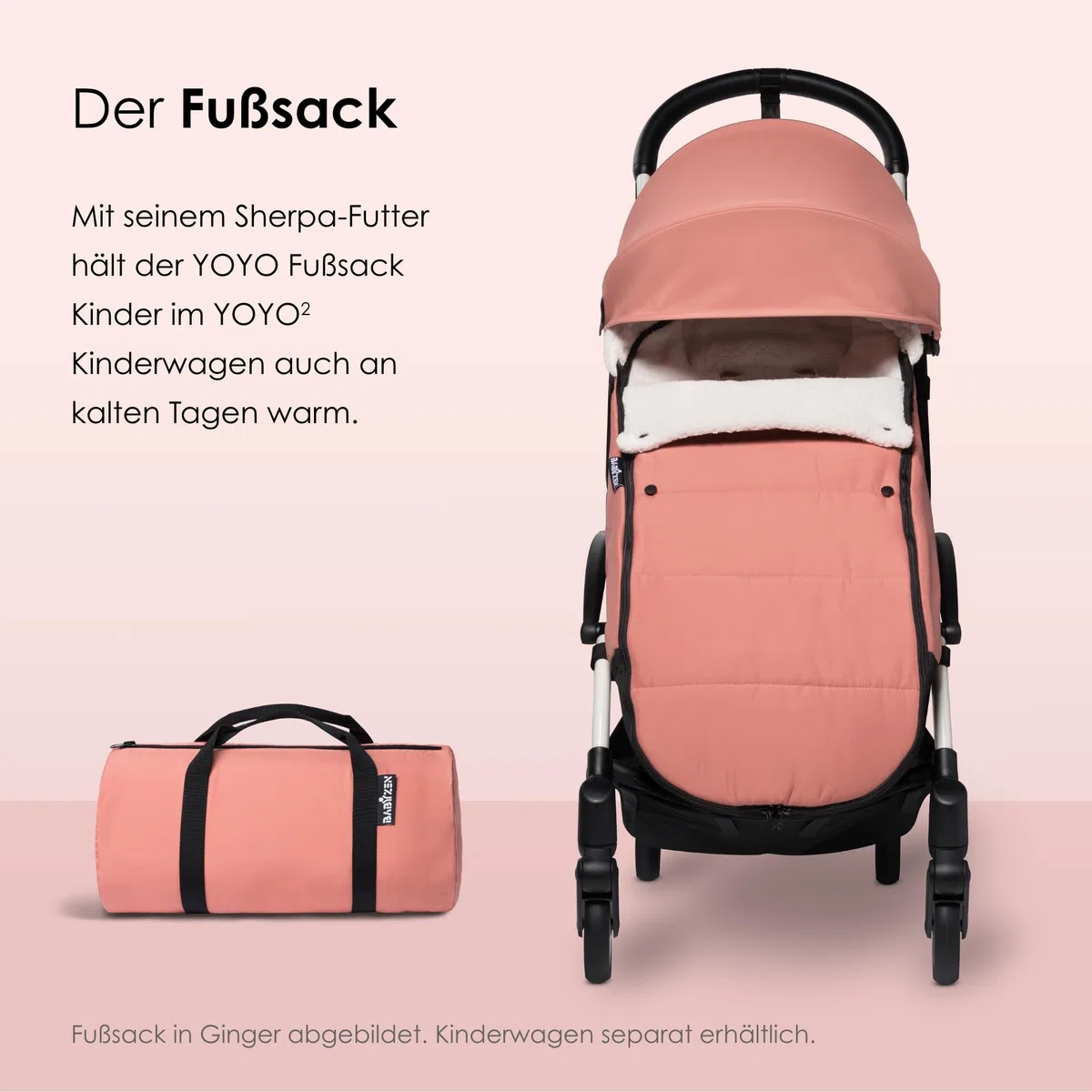 BABYZEN YOYO Fußsack, Aqua - Sherpa-Futter und Fleece-Kapuze mit Kordelzug hüllen das Baby in wohlige Wärme - Inklusive Tragetasche - Maschinenwaschbar