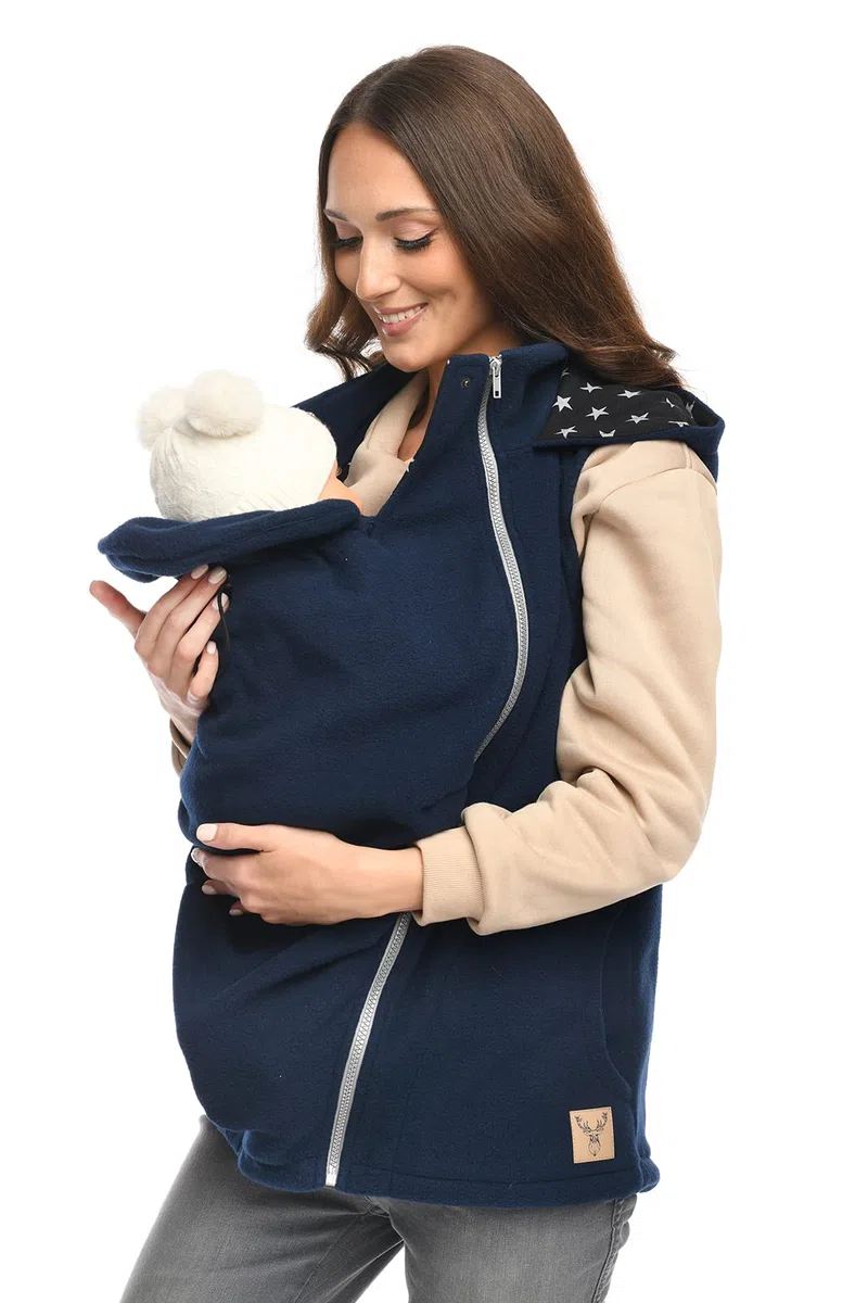 MijaCulture 3-in-1 Umstands-Trageweste ohne Ärmel – Zubehör für Babytrage oder Tragetuch, Modell 4131 (Dunkelblau, XL)