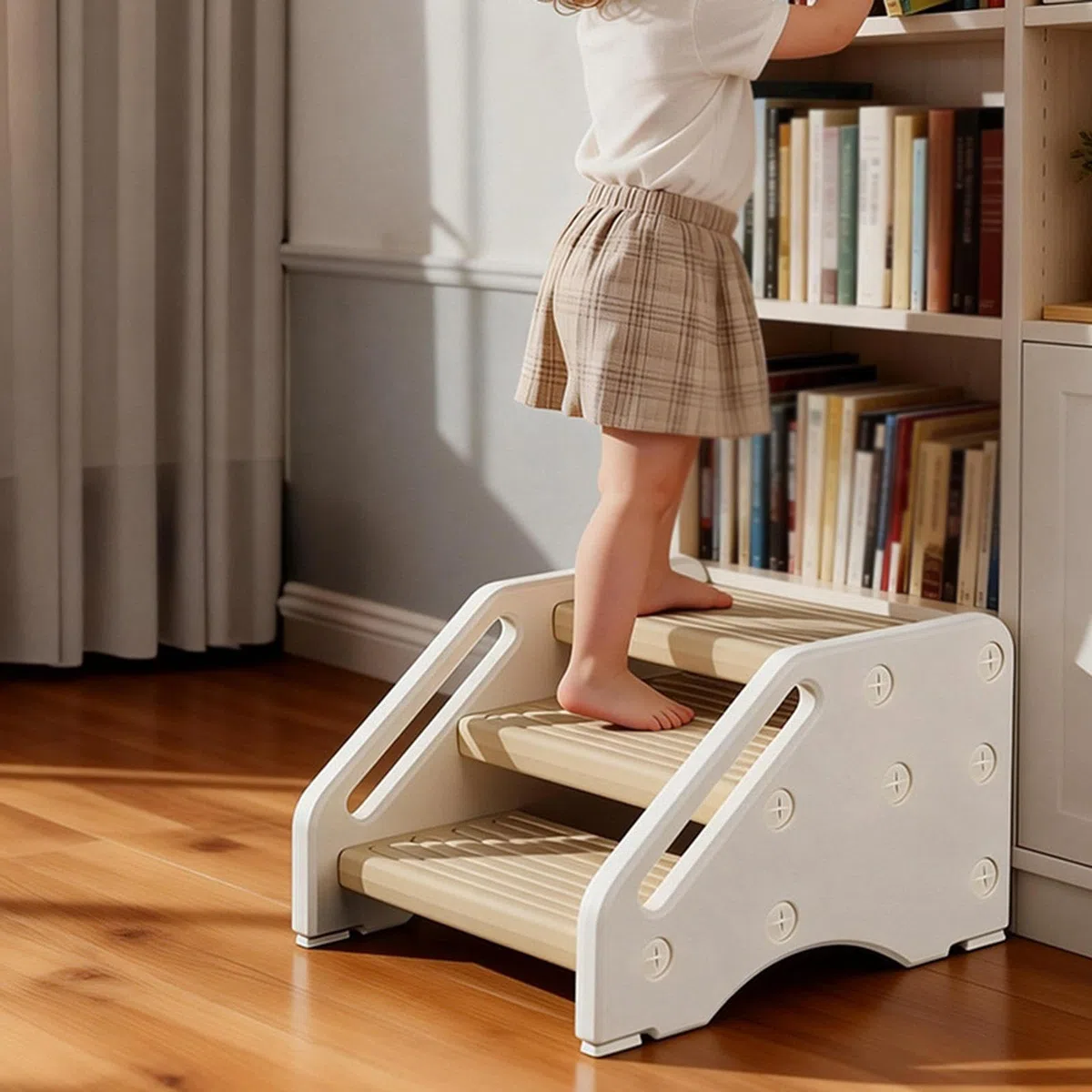 predolo Tritthocker für mit Griff und Fußstütze, vielseitig, leicht, rutschfest, für die Toilettenerziehung am Waschbecken im Schlafzimmer