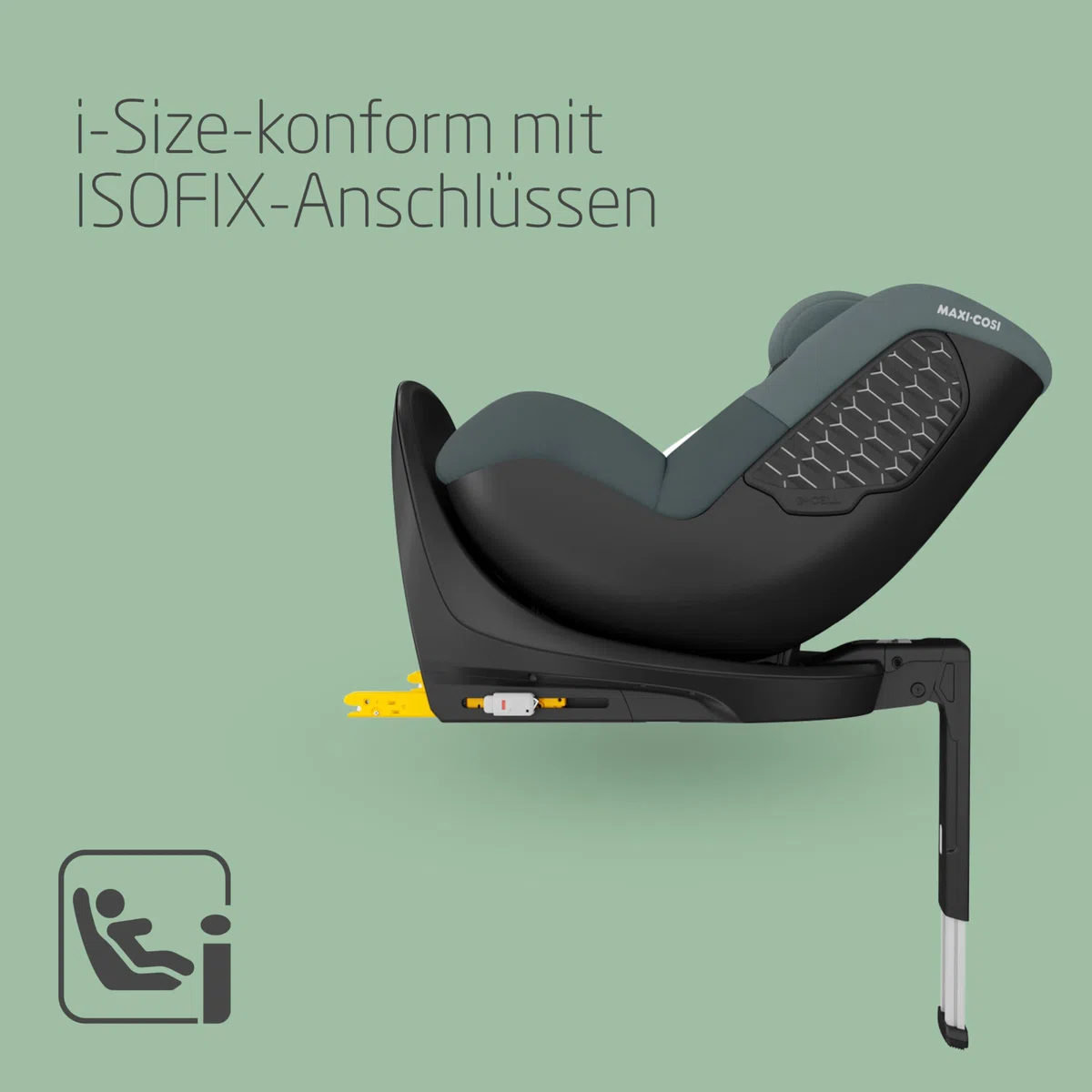 Maxi-Cosi Mica 360 S, Autositz 360 Grad drehbar, 3 Monate– 4 Jahre (61–105 cm), i-Size Baby Autositz, FlexiSpin Drehung, 5 Liegepositionen, G-CELL Schutz, Easy-in Gurthaken, Tonal Graphite