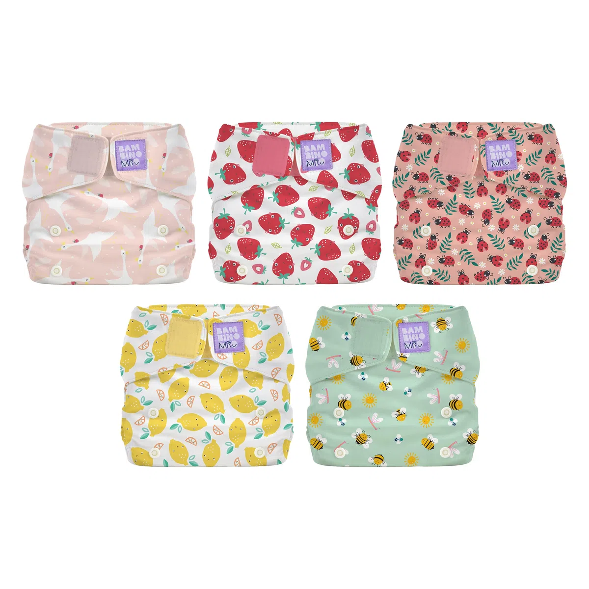 Bambino Mio 5er-Pack Miosolo Classic All-in-One Stoffwindel waschbare Windeln Einheitsgröße verstellbare Druckknöpfe saugfähig wiederverwendbare Babywindeln